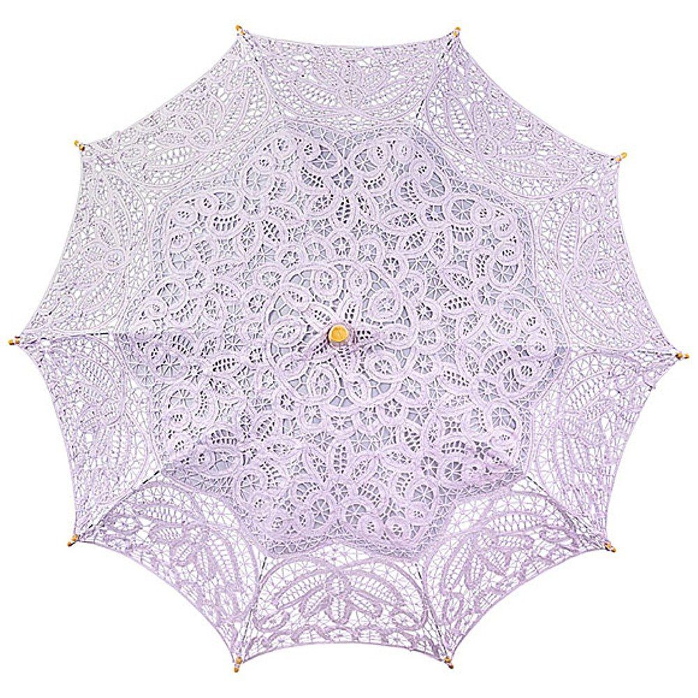 von Lilienfeld Stockregenschirm Sonnenschirm, Hochzeitsschirm Deko Spitze Spitzenschirm Vivienne Brautschirm flieder