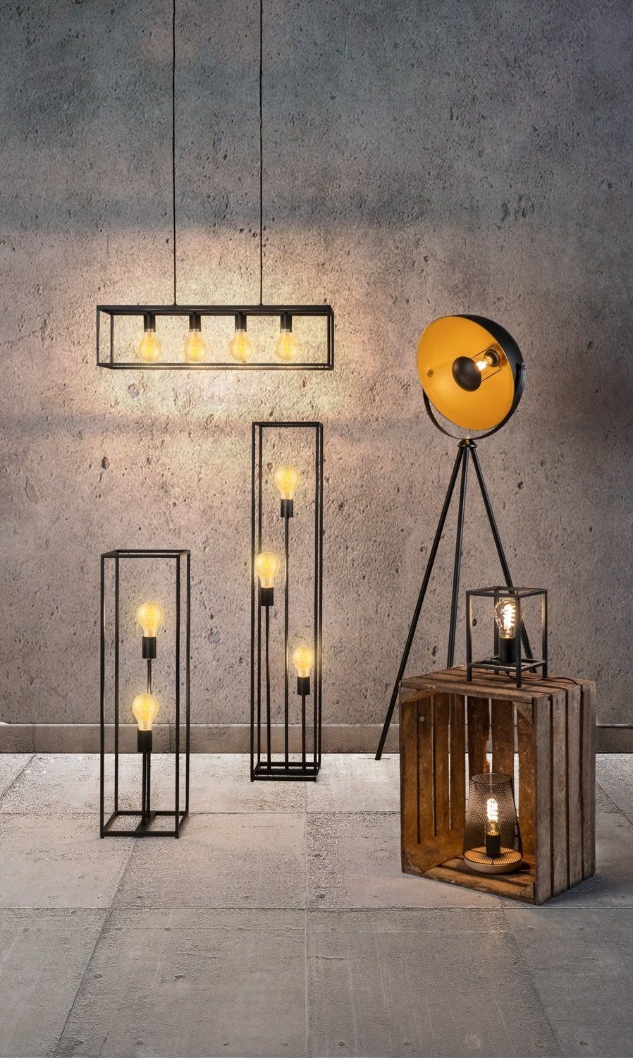 casa NOVA Stehlampe Hockerleuchte HAMPER, 2-flammig, günstig online kaufen