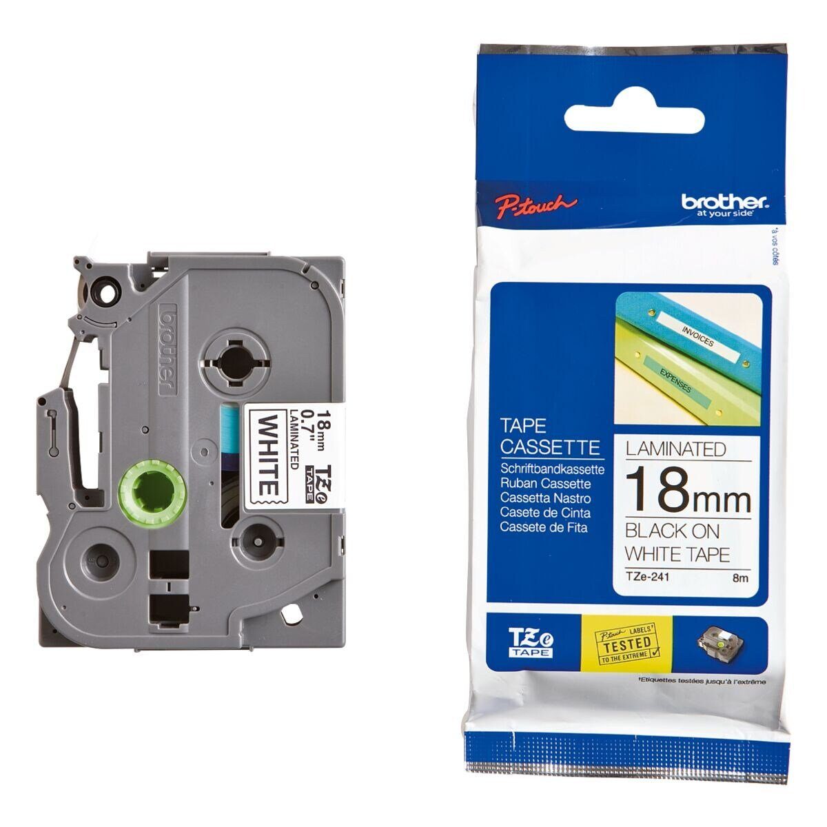 Brother Beschriftungsband TZe, 18 mm x 8 m, 18,00 mm x 8,00 m, laminiert