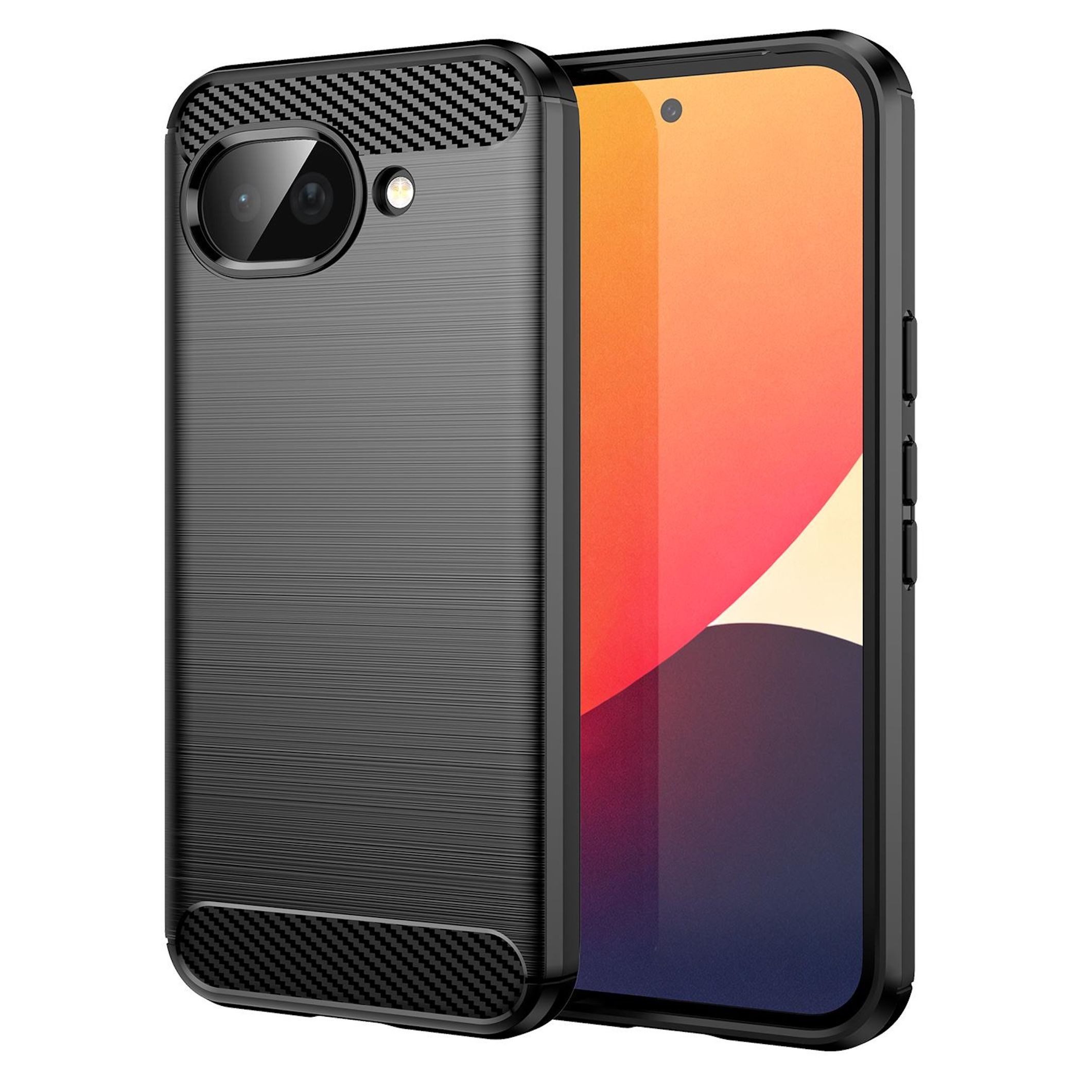 Wigento Handyhülle Für Google Pixel 10a Carbon Brushed Design TPU Schutz Hülle Schwarz, Carbon Textur Schutzhülle Smart Case Cover