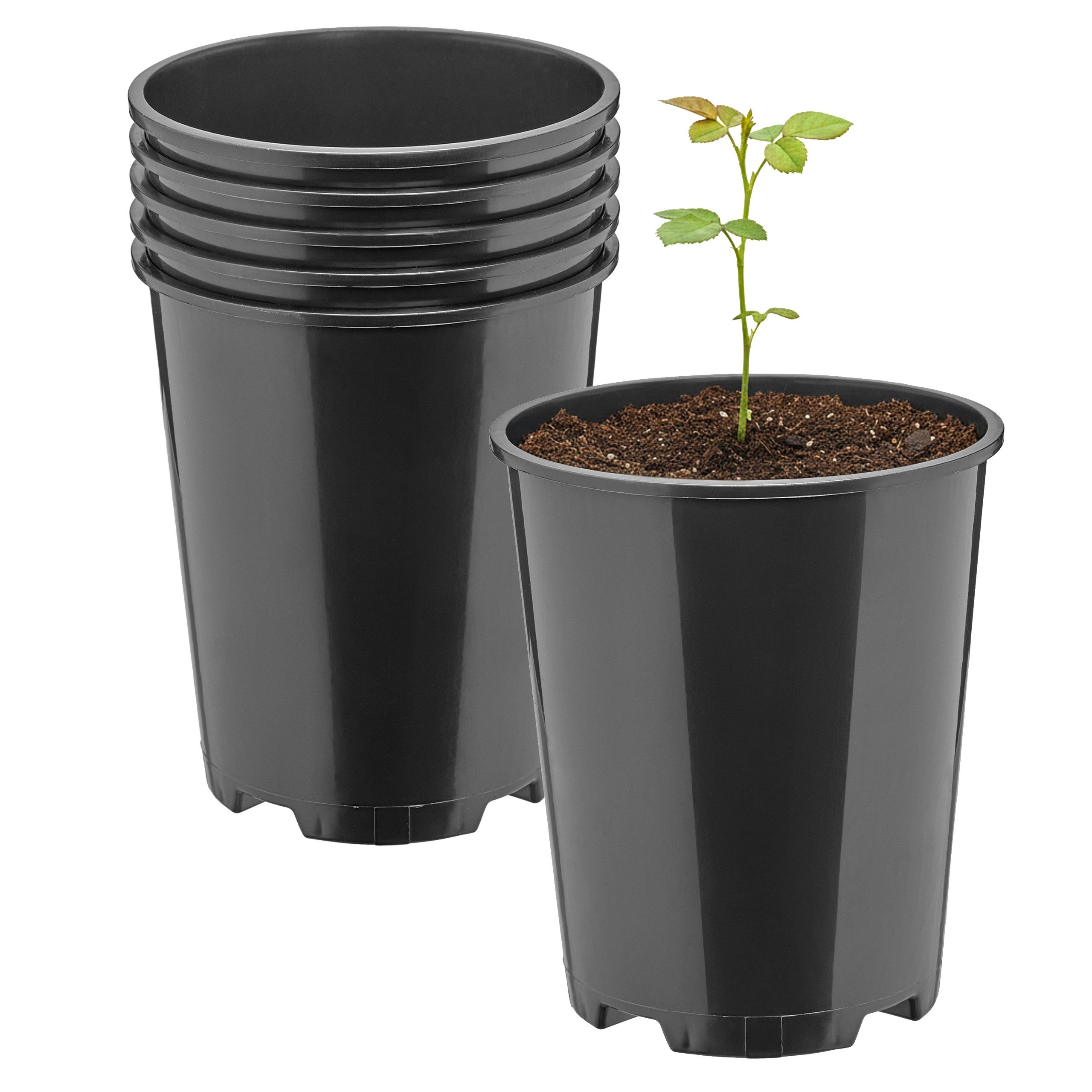 Garronda Blumentopf rund Kunststoff mit Drainagelöchern für Garten GD-0204 (5 St., 5er Set)