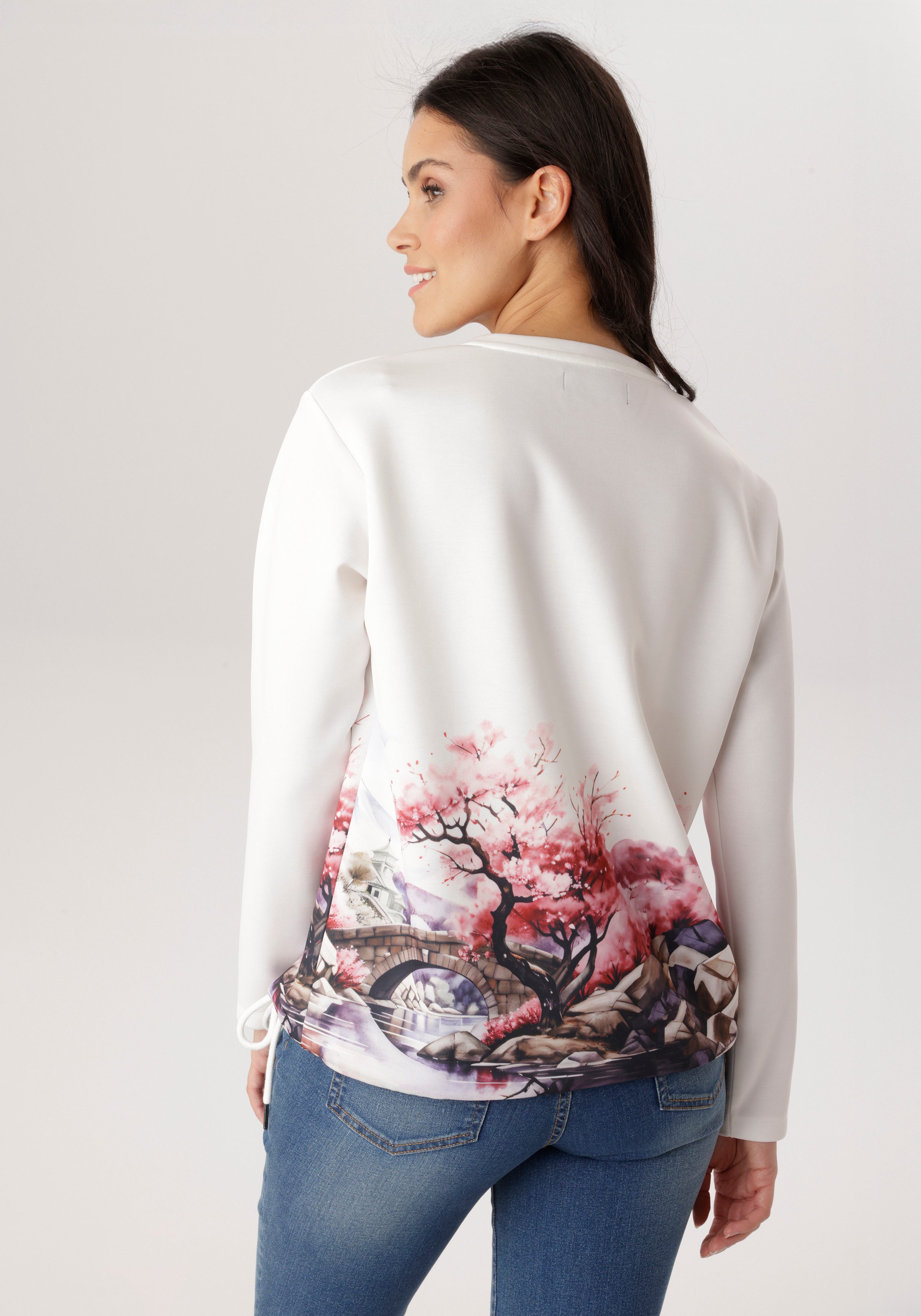 Aniston SELECTED Sweatshirt mit malerischen Druck vorne und hinten - NEUE KOLLEKTION