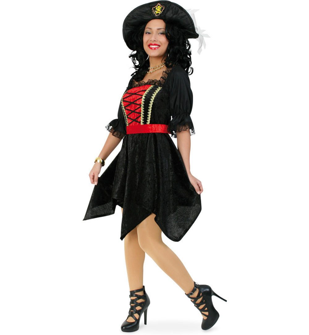 Fries Piraten-Kostüm Damen Kostüm Kleid Piratin Flamenco Tänzerin Vampir mit Gürtel, Hohe Qualität