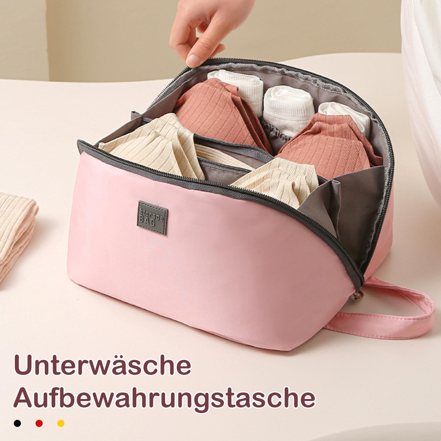 Organizer rosa (25*13*13cm), Unterwäsche Multifunktionale Aufbewahrungstasche für Reisetasche MAGICSHE