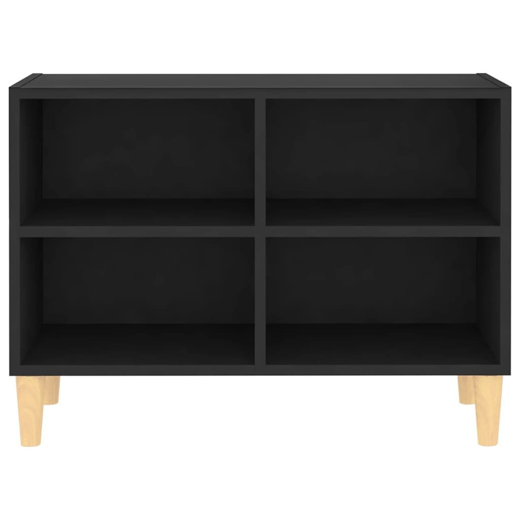 Vellora TV-Schrank TV-Schrank mit Massivholz-Beinen Schwarz 69,5x30x50 cm (1-St., Mit Beinen aus Eukalyptus-Massivholz) Mit 4 Fächern