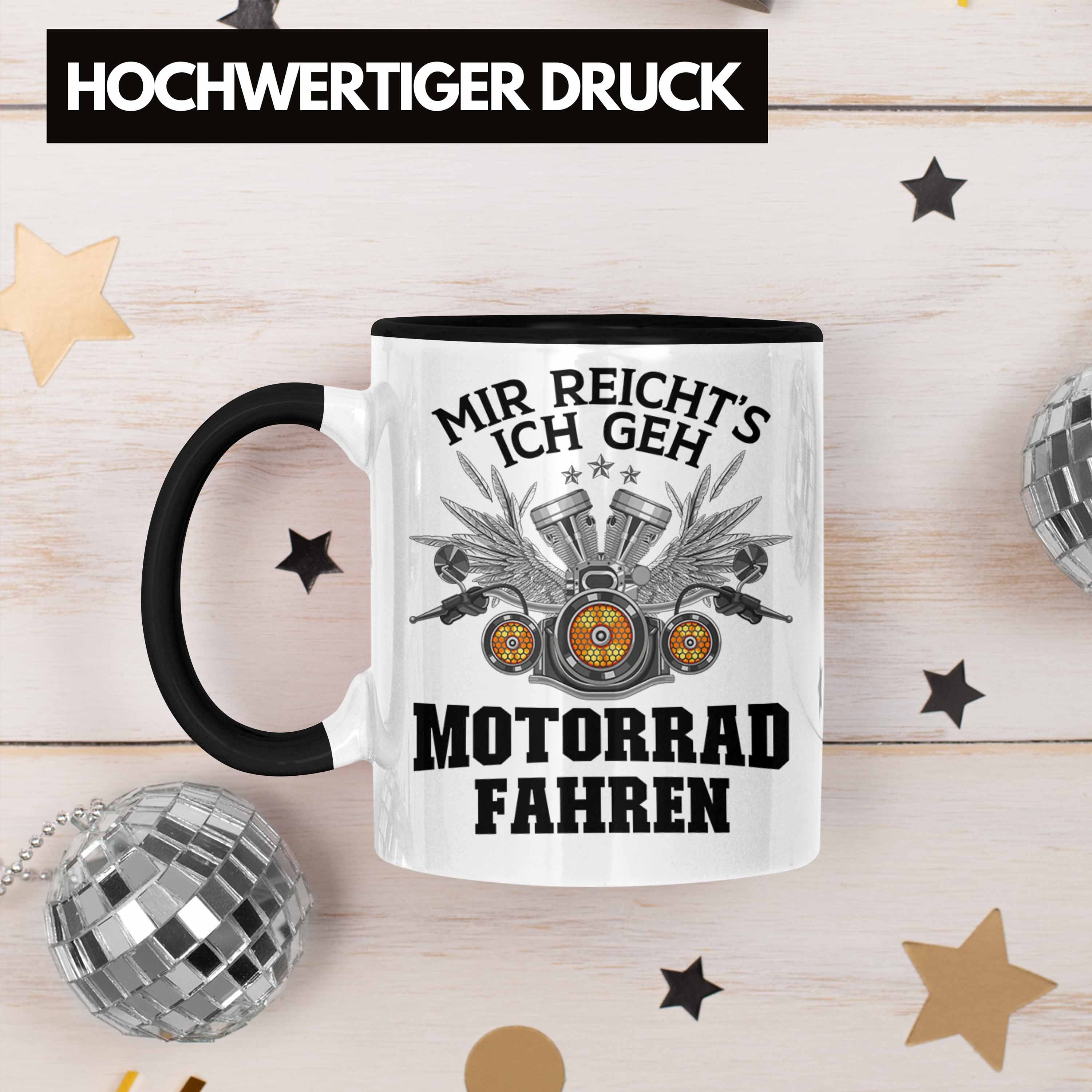für Kaffeetasse Tasse mit Trendation Tasse Herren Motorrad - Schwarz Geschenk Biker Männer für Motorradfahrer Spruch Trendation