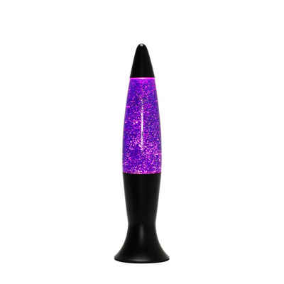 Licht-Erlebnisse Lavalampe ROXY, Tischlampe Schwarz Violett Glitzereffekt 40 cm Stimmungslicht