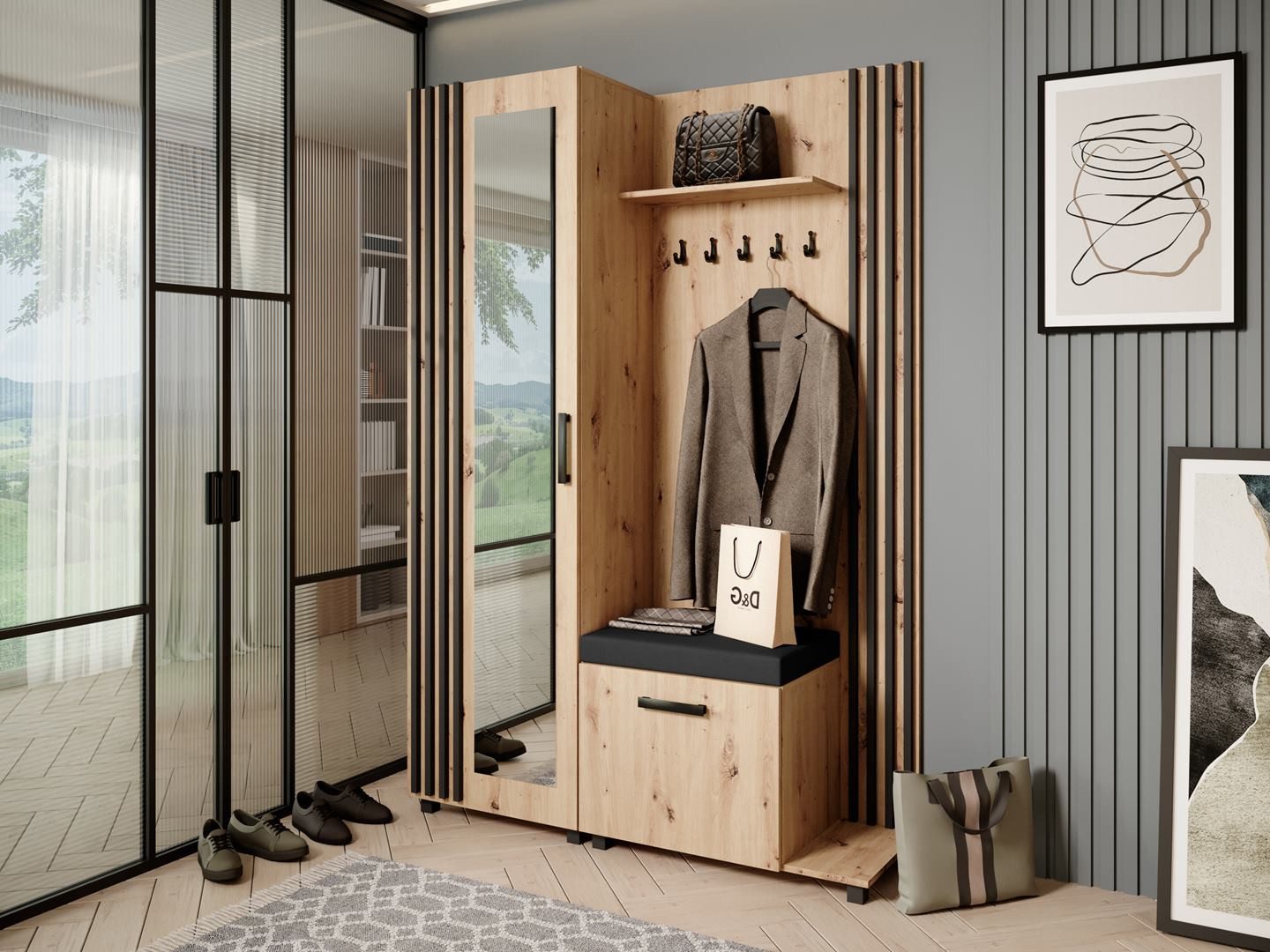 Beautysofa Garderobenschrank Garderoben-Set mit Aufhängern und günstig online kaufen