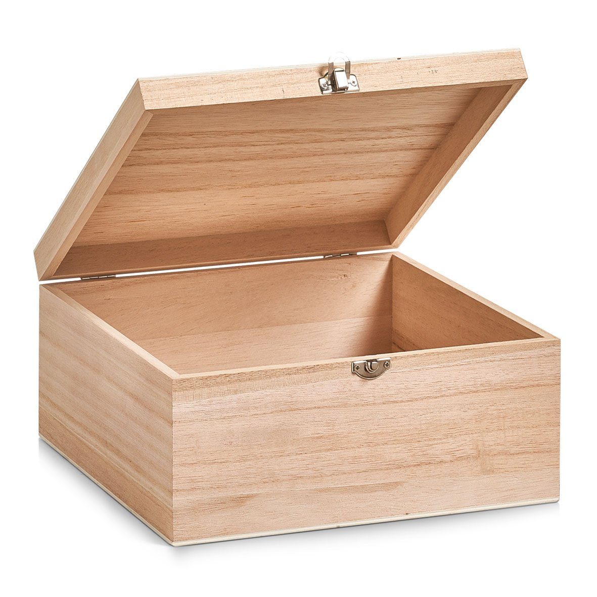 Holz erhältlich Aufbewahrungsbox (Stück, Holzkiste Present in Größen 1 verschiedenen Zeller mit Metall-Verschluss Metallverschluss, Aufbewahrungsbox St),