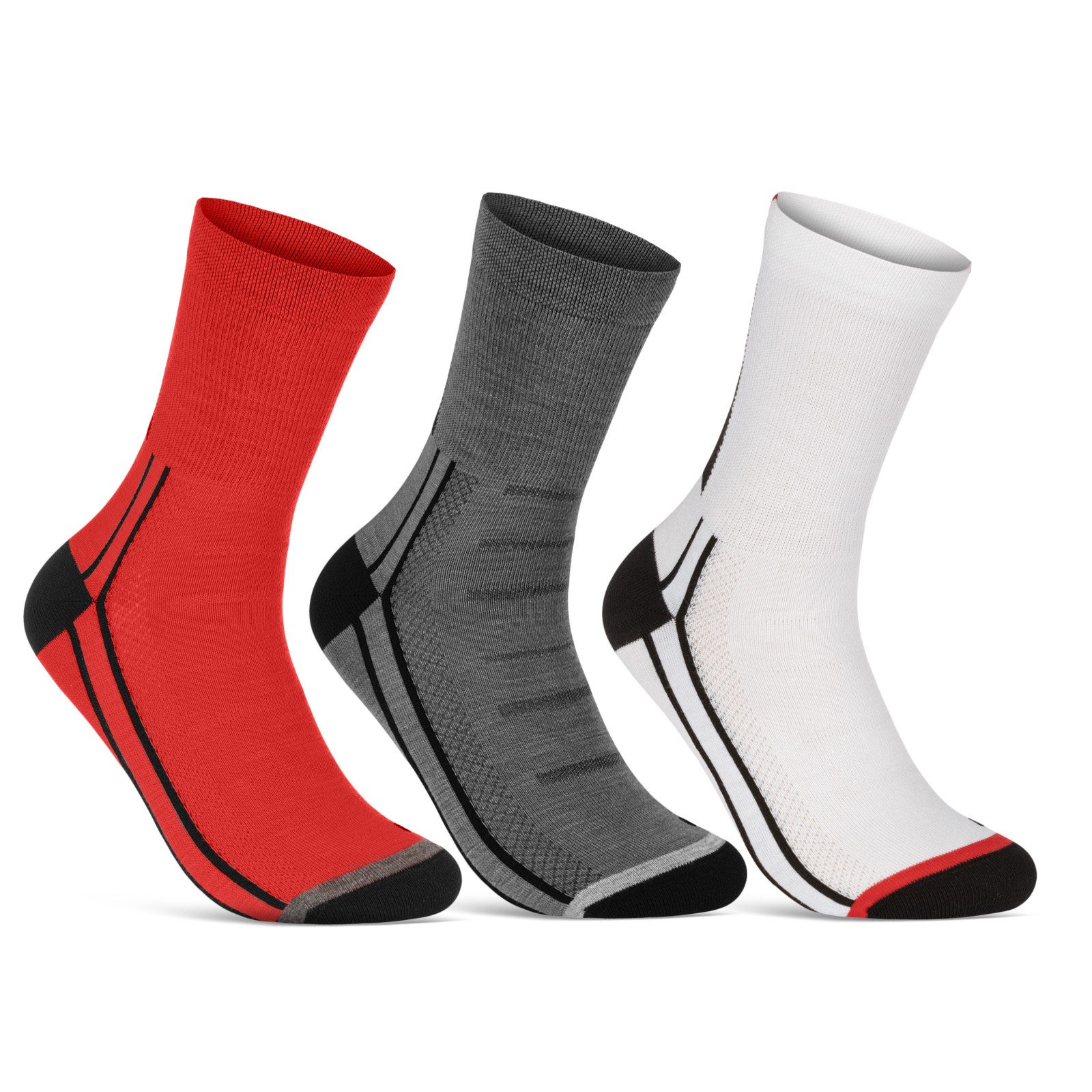 sockenkauf24 Funktionssocken Coolmax Fahrrad-Socken für Herren & Damen (3-Paar) Atmungsaktive Radsport Socken 50301P WP