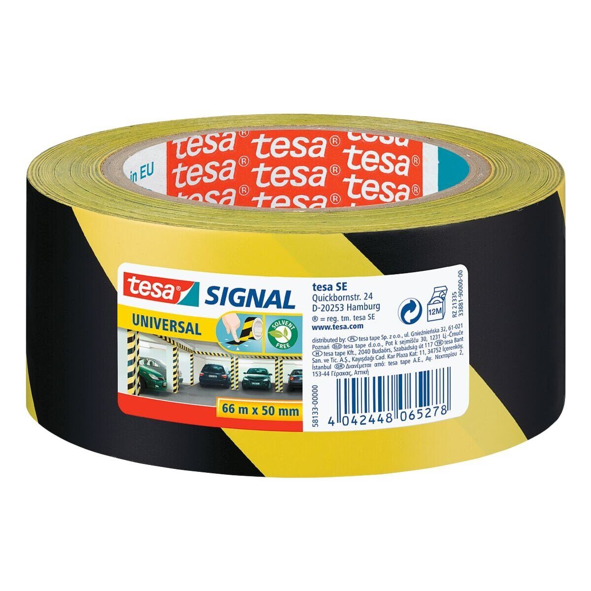 tesa Klebeband Signal PREMIUM 50 mm/ 66 m, Markierungsband / Warnklebeband