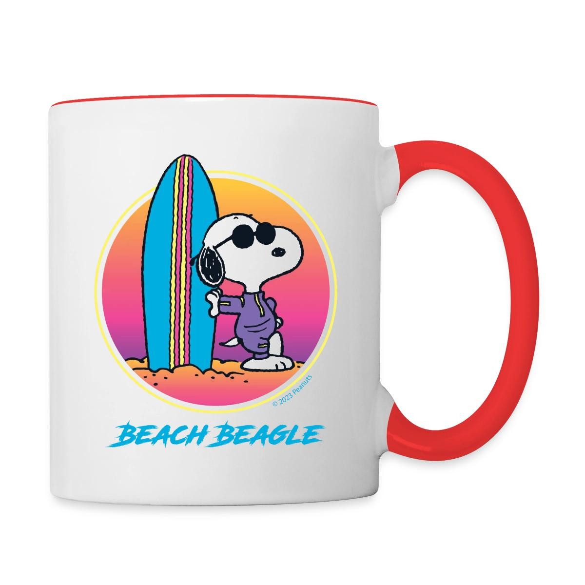Spreadshirt Tasse Peanuts Snoopy Beach Beagle Tasse Zweifarbig, Keramik