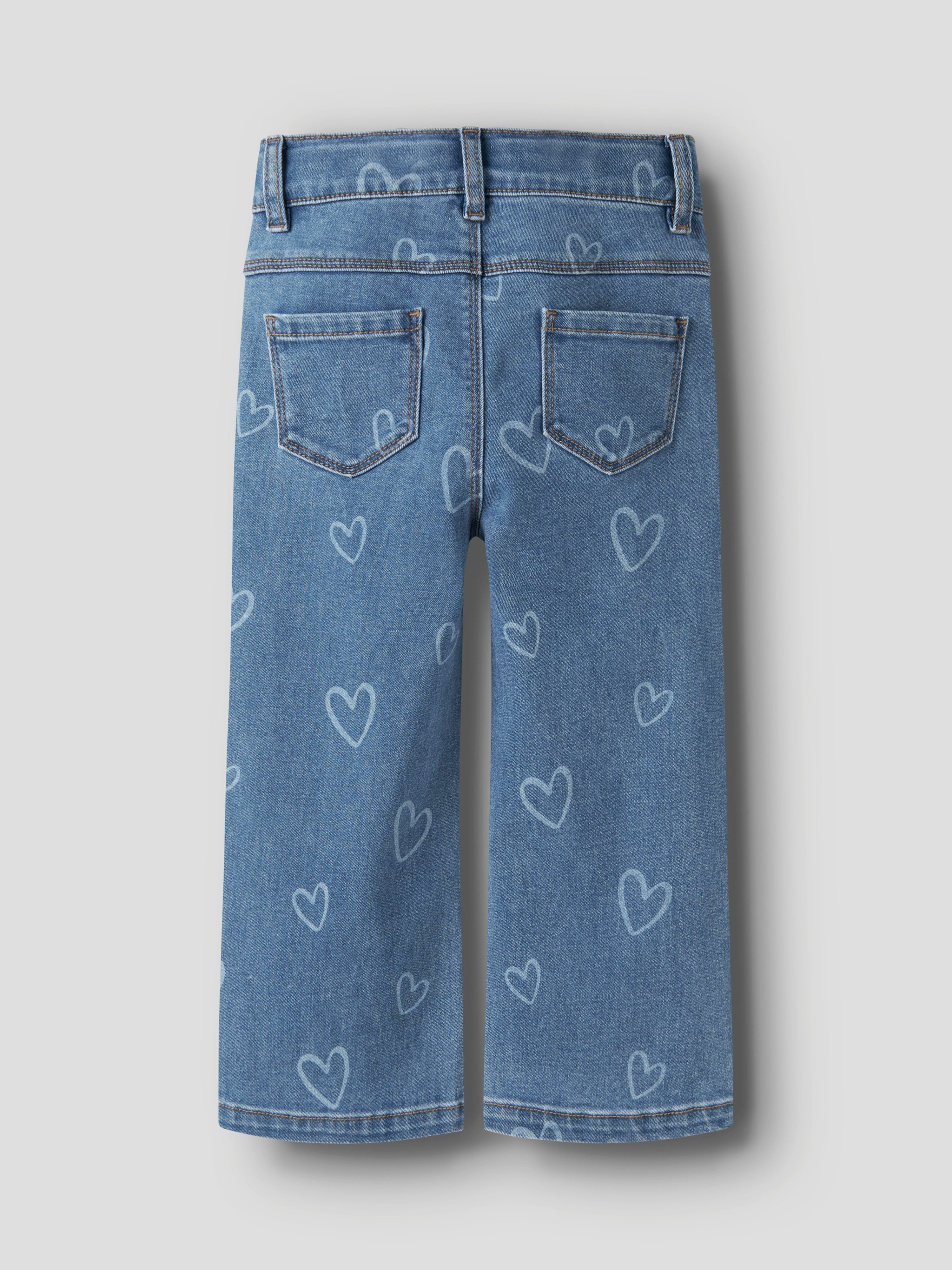 Name It Weite Jeans NMFROSE WIDE AOP JEANS 4044-ON NOOS Baumwollmischung, regular fit, Allover Herzchen Druck – Bild 5 von 5