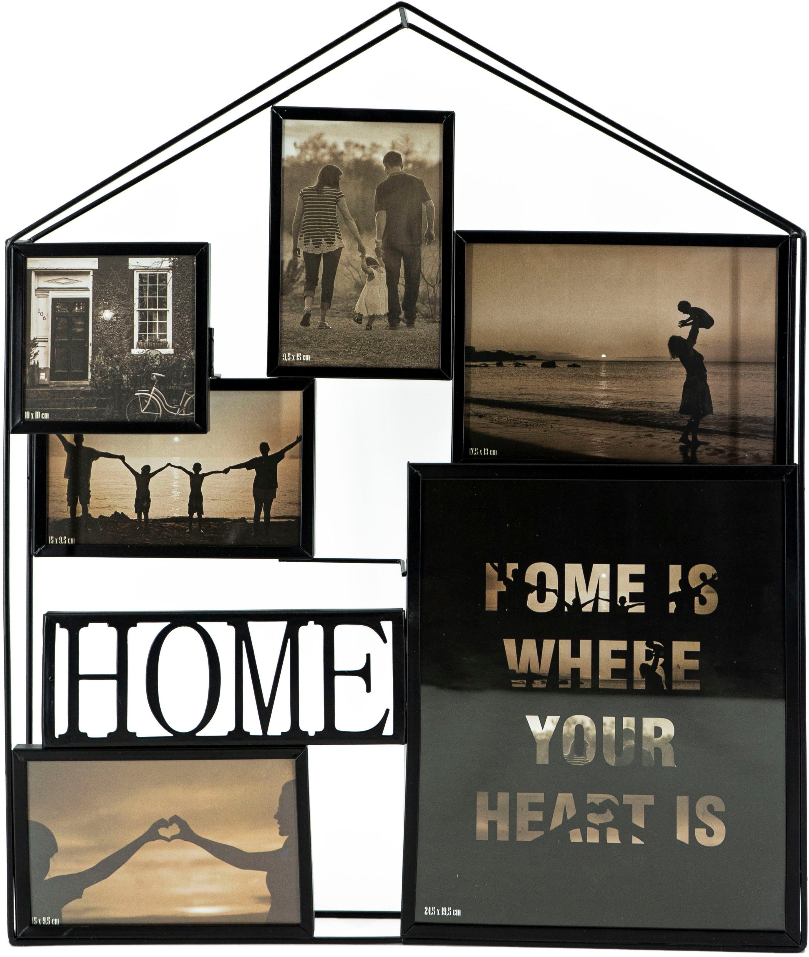 NOOR LIVING Bilderrahmen Collage »Bilderrahmen, 3D Haus Optik, Home  Schriftzug für 6 Bilder«, (1 Stück) online kaufen | OTTO