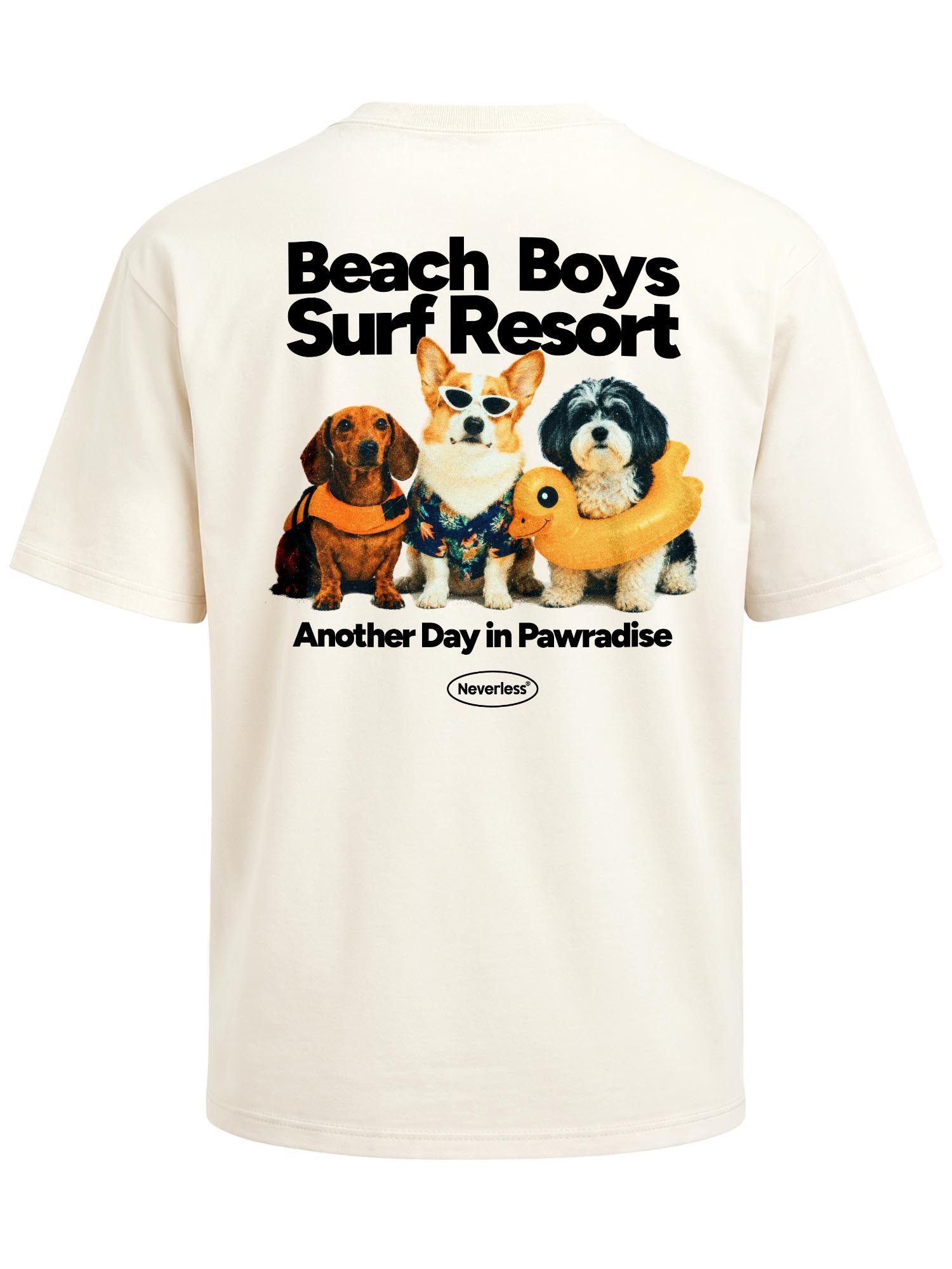 Neverless Oversize-Shirt Herren T-Shirt - Design Beach Dogs - Oversized Relaxed Fit Printshirt mit Print