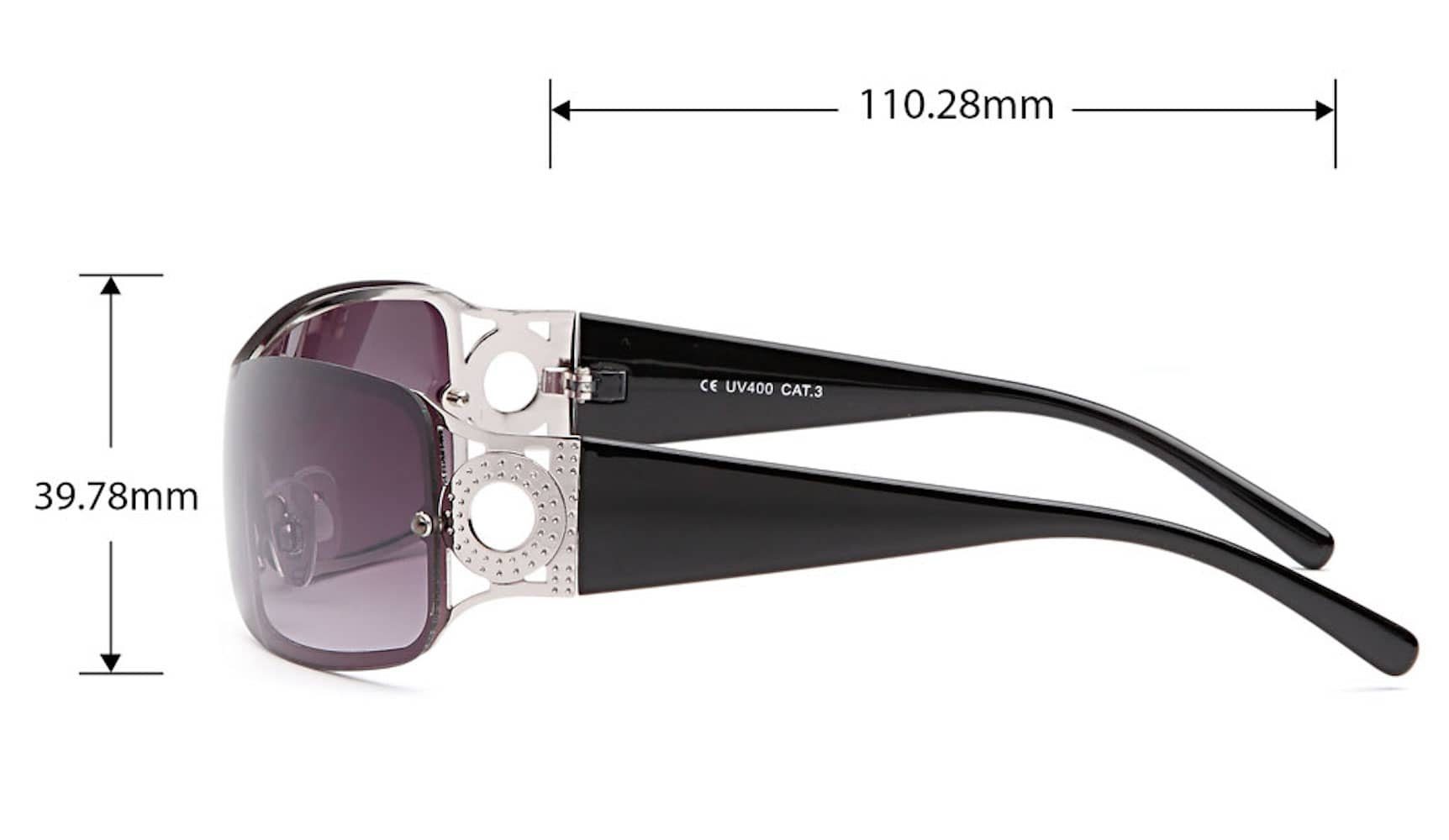 BEZLIT Eyewear Monoscheiben Schwarz Monoscheibensonnenbrille verziertem mit (1-St) Sonnenbrille Damen Bügel