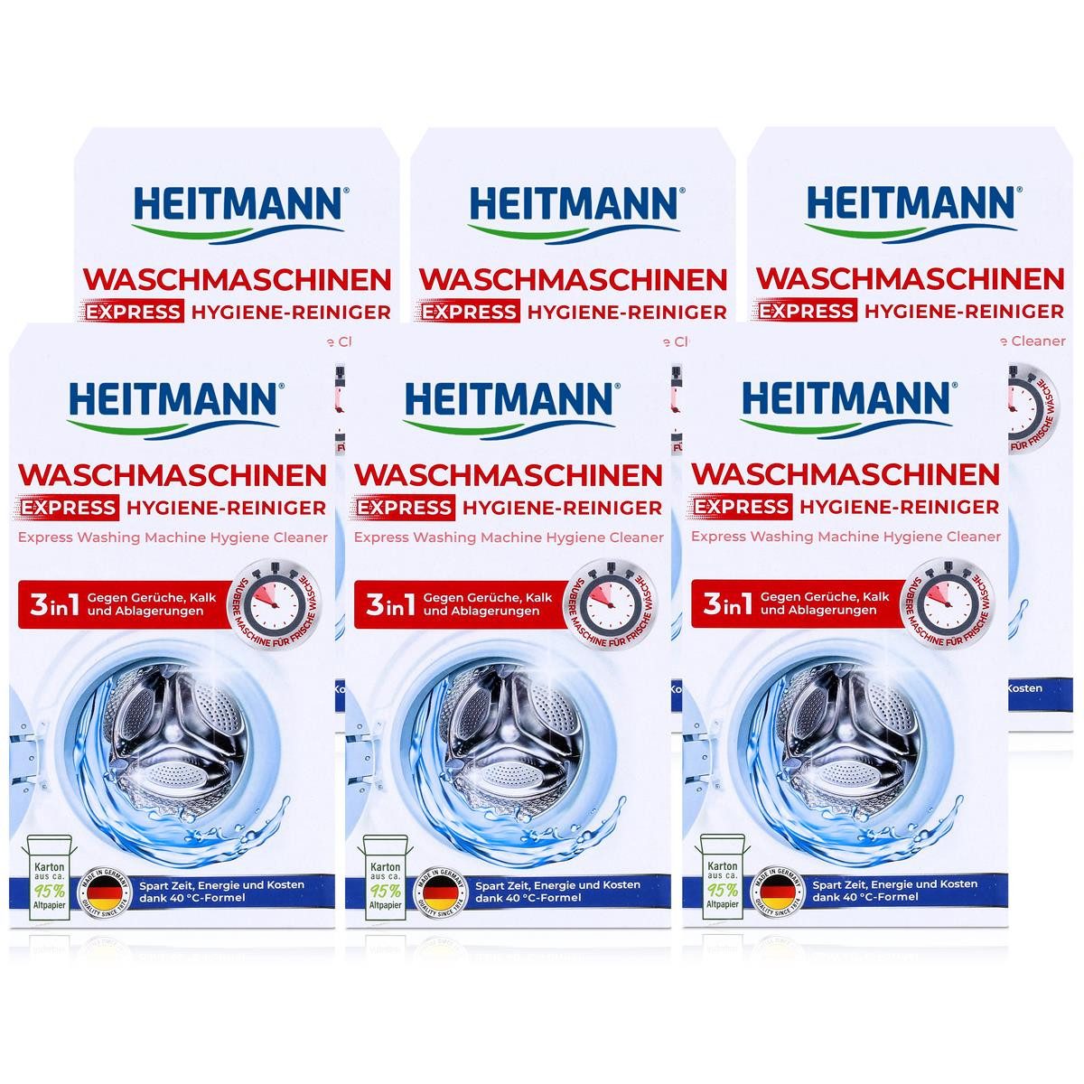 HEITMANN Heitmann Waschmaschinen express Hygiene Reiniger 250g (6er Pack) Spezialwaschmittel