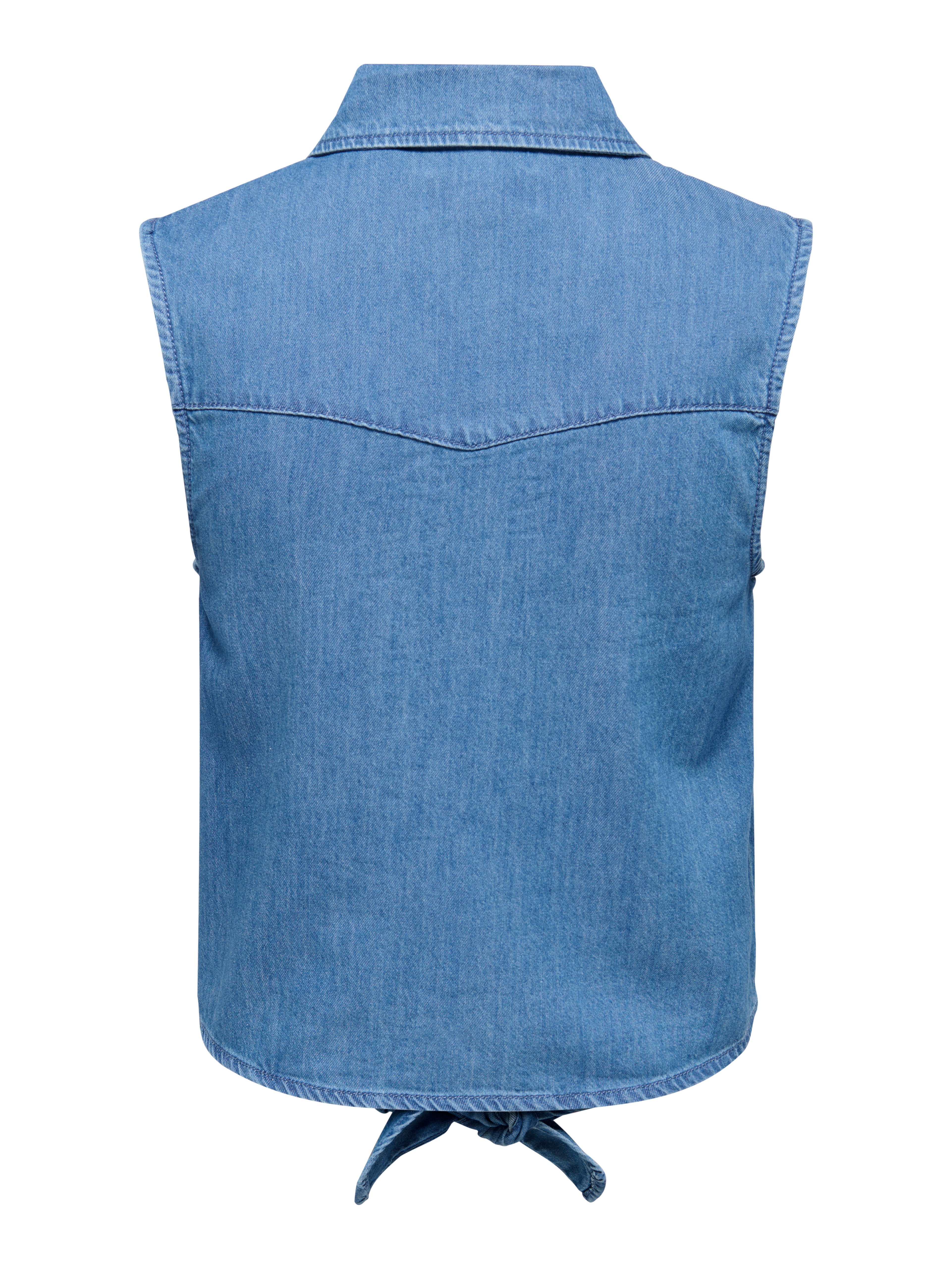 ONLY Jeansbluse ONLBRIAR S/L PEARL KNOT SHIRT DNM QYT Baumwolle