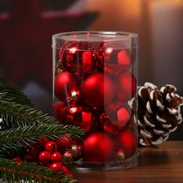 MARELIDA Weihnachtsbaumkugel Christbaumkugel Weihnachtskugel Glas D: 3,5cm glänzend matt rot 16St (16 St)