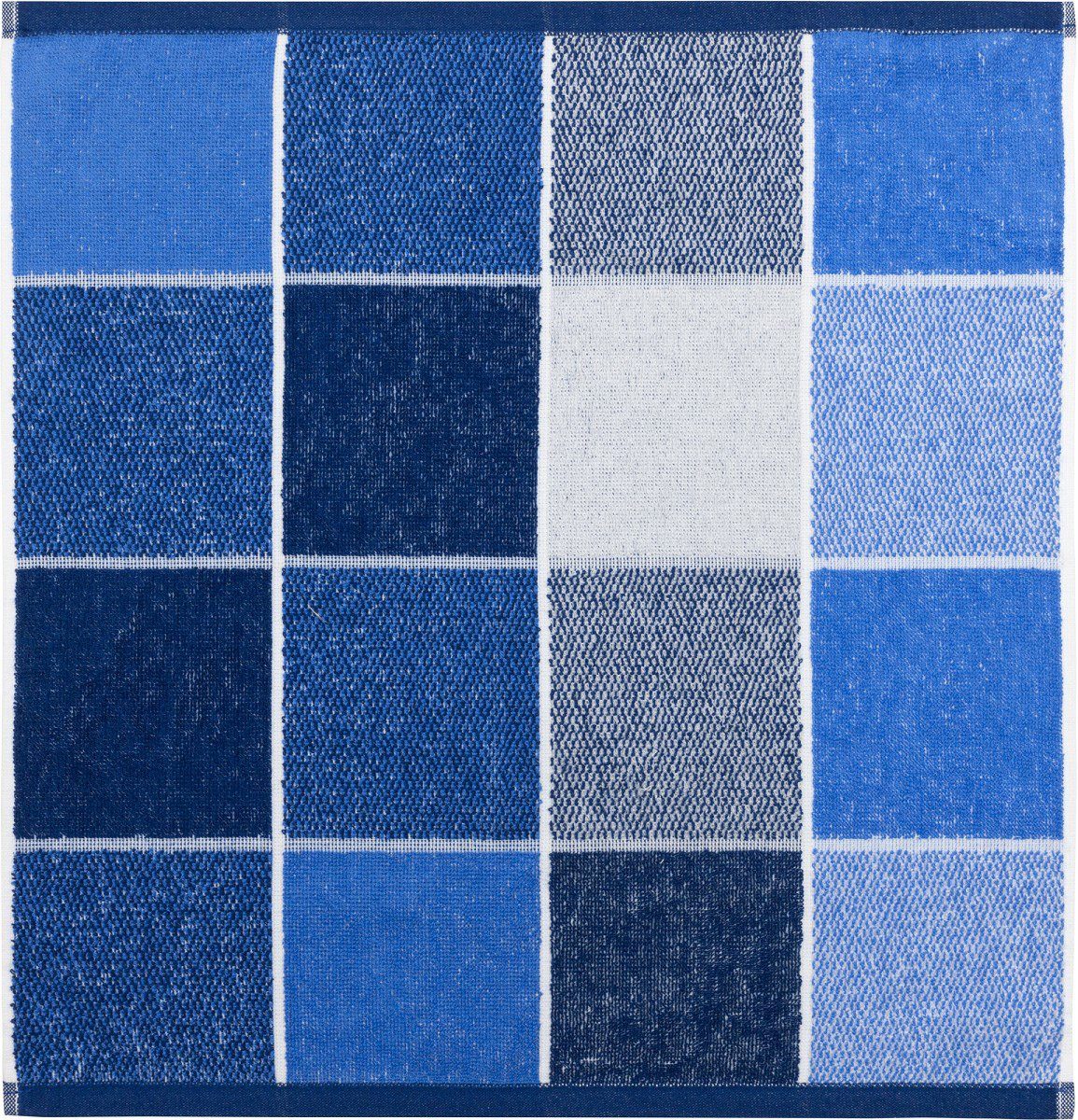 Frottee 3er Set), Küchenhandtücher Kracht (Set, Blau (3 Pack ca.50x50cm Geschirrtuch Baumwolle Blockkaro, Stück) 3-tlg.,