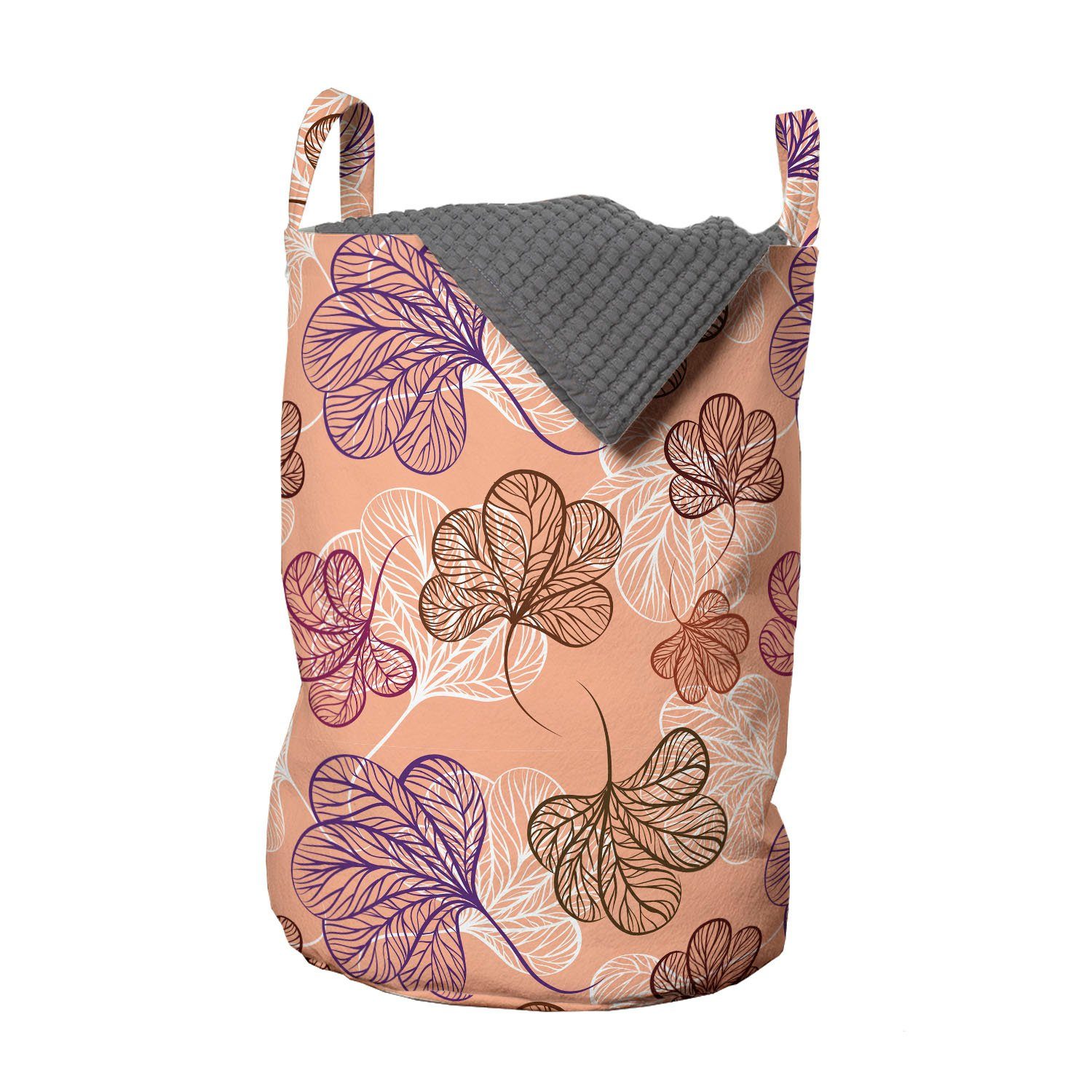 Abakuhaus Wäschesäckchen Wäschekorb mit Griffen Kordelzugverschluss für Waschsalons, Blumen Wald Blätter Wachstum Herbst