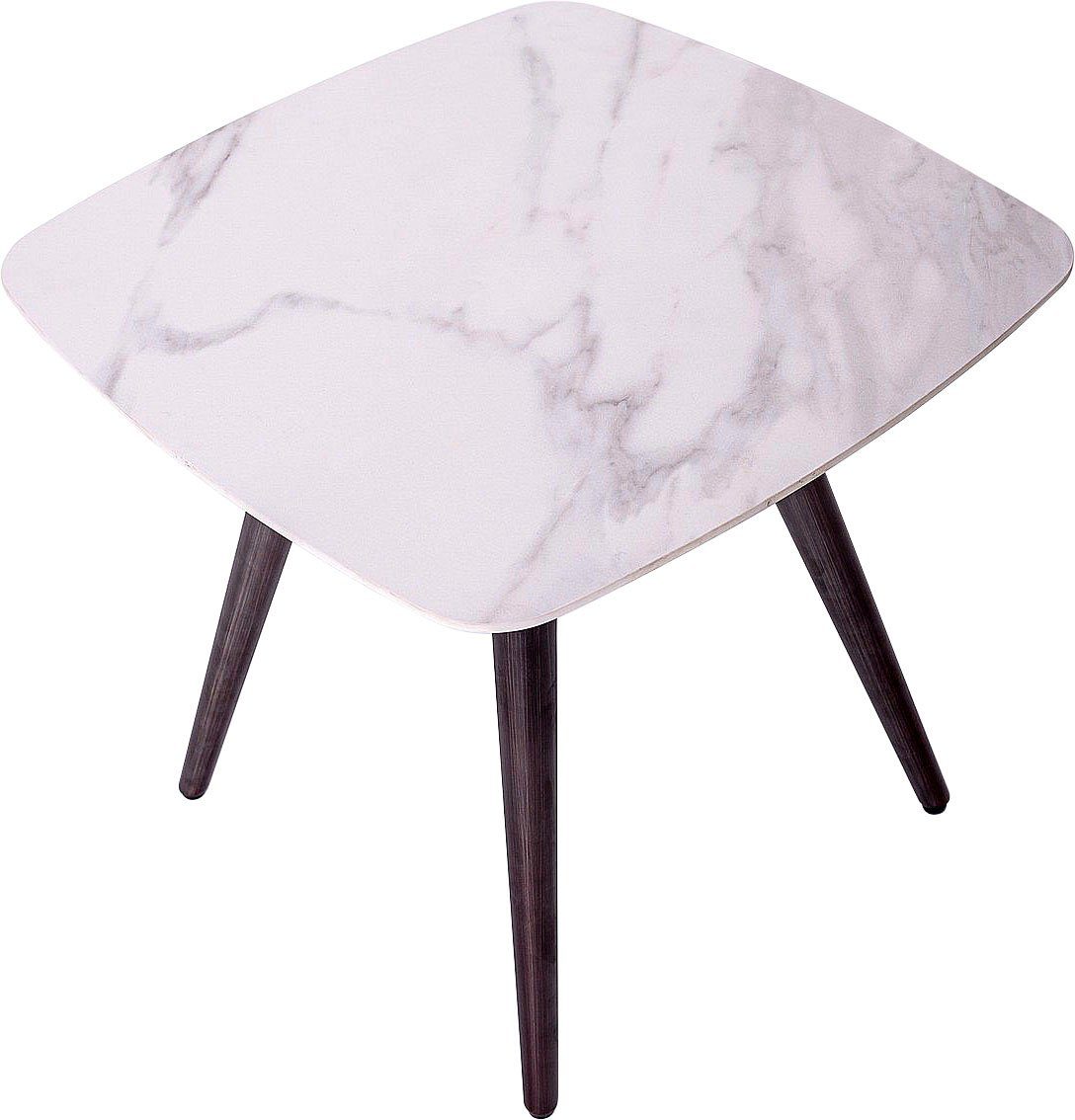 Leonique Beistelltisch Fremont, Keramik-Beistelltisch, Marmoroptik, Metallbeine schwarz, ca. 60x60x55