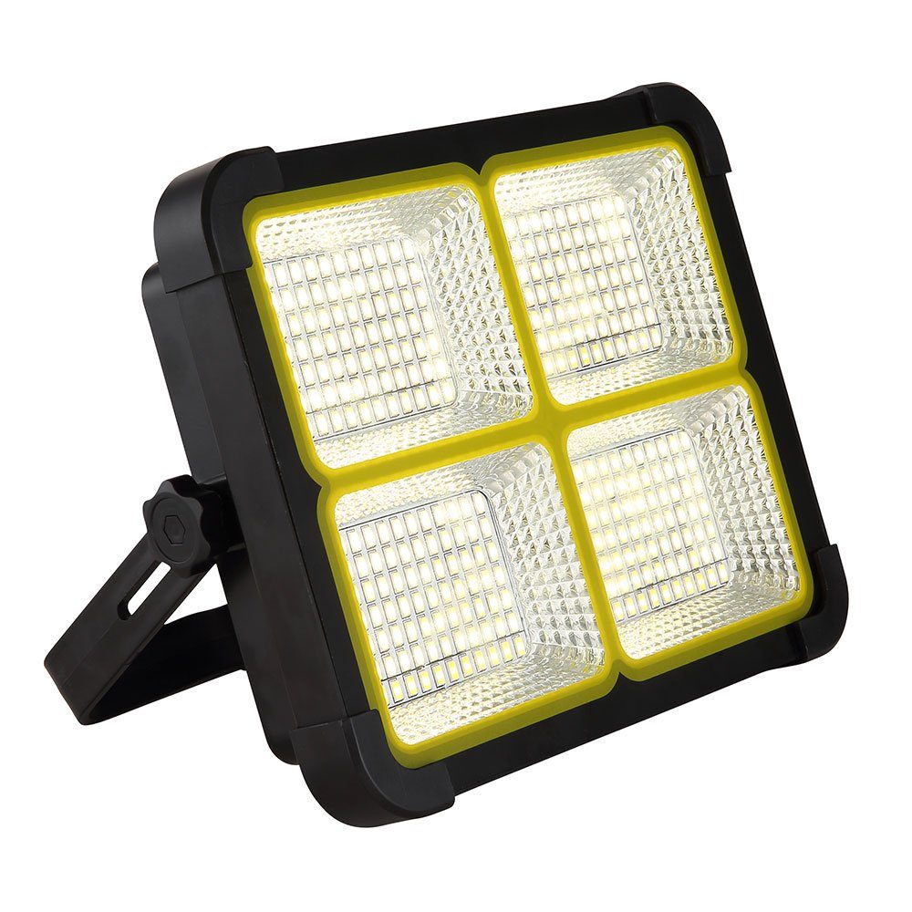 LED Strahler verbaut, Außenleuchte wetterfest Solarlampe Solarleuchte, LED-Leuchtmittel LED Neutralweiß, schwarz 2000lm fest etc-shop dimmbar