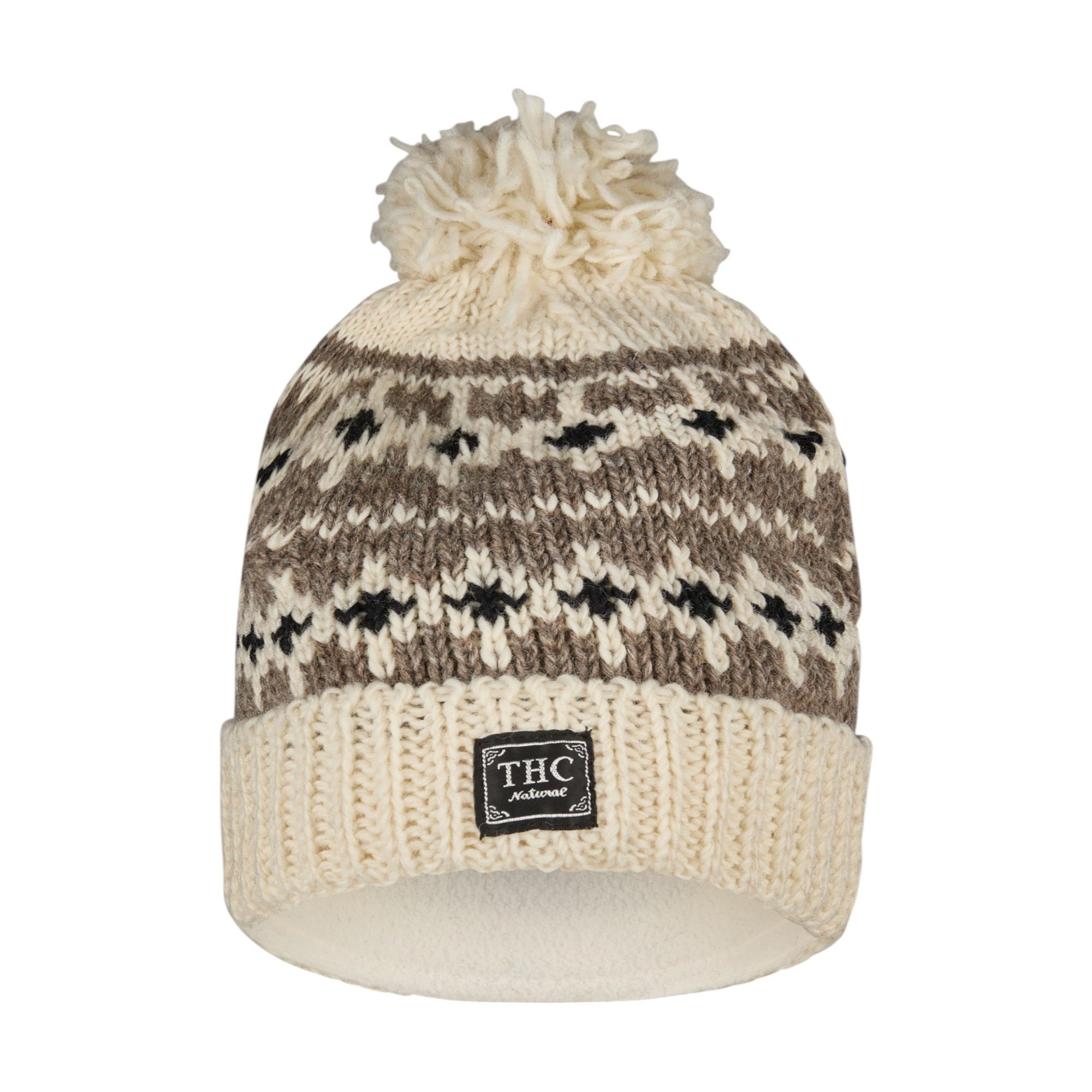 THC Natural Line Strickmütze THC Schafwoll Pudelmütze 507 (1 Stück, 1-St., 1 Stück) gerippter Umschlag