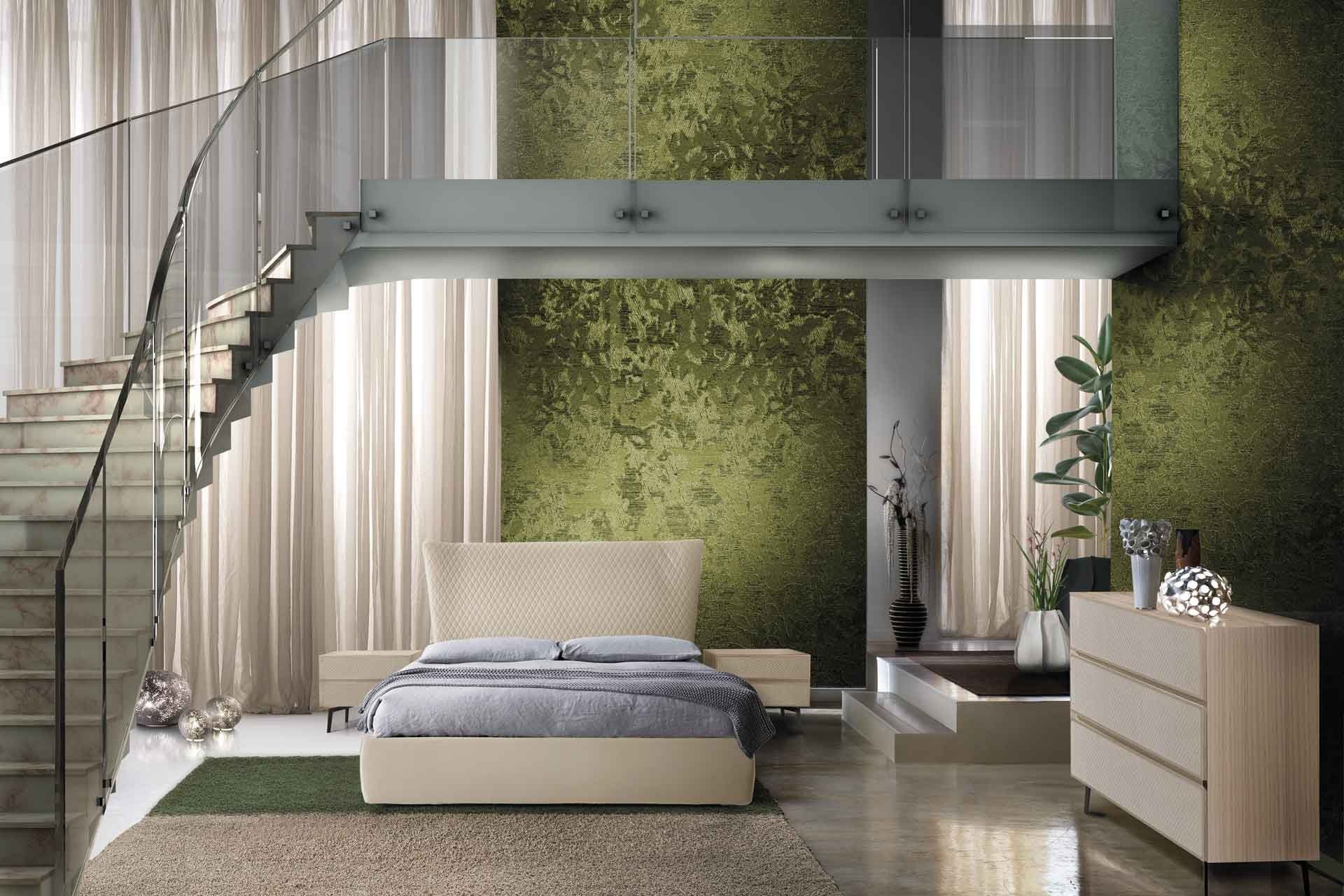 Schlafzimmer-Set Luxus 4-teiliges Bett-Set mit Nachttischen und Kommode