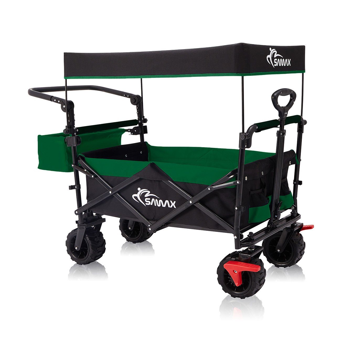 Bollerwagen Faltbarer Offroad mit Dach - Schwarz / Grün