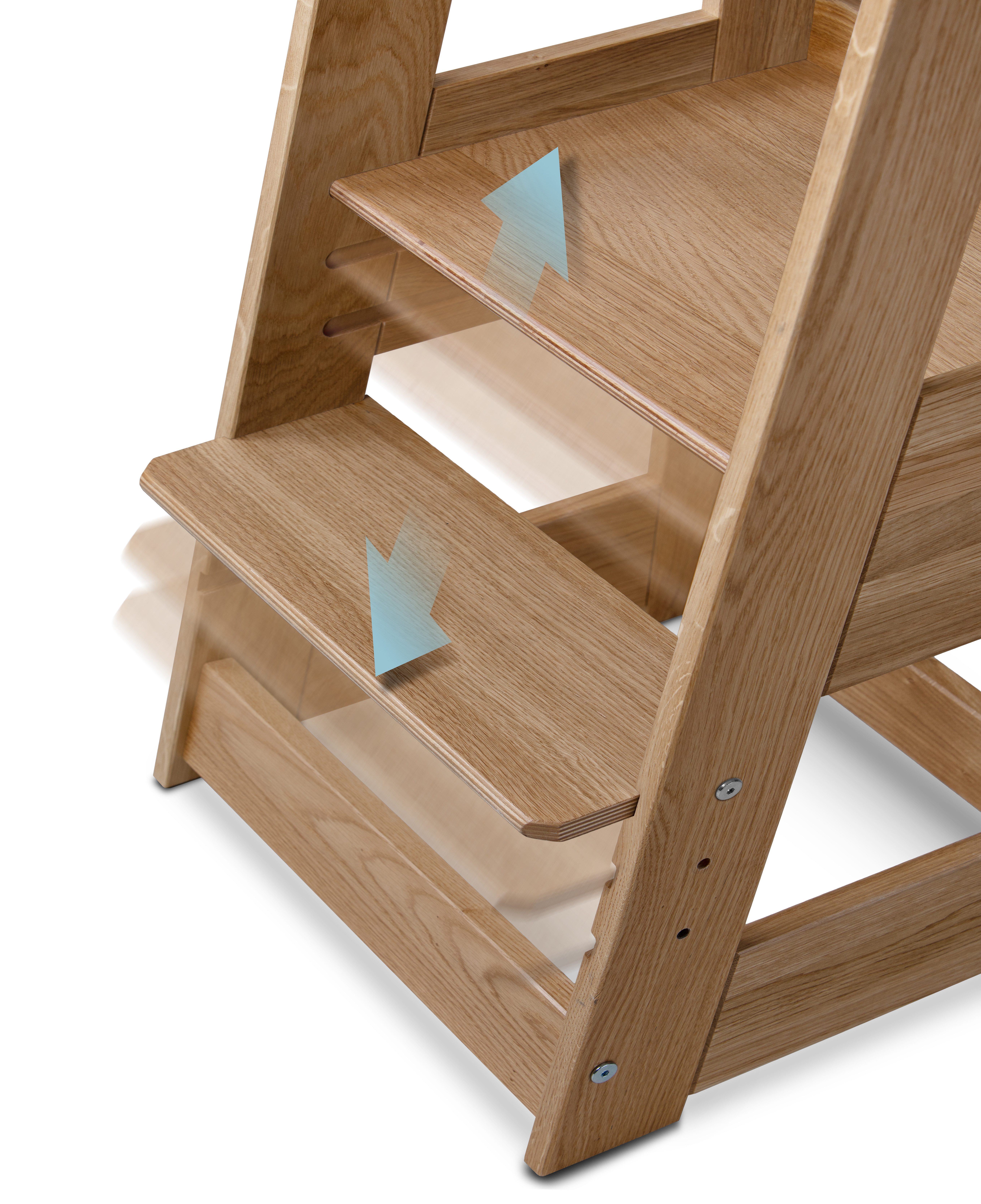 tiSsi® Kinderstuhl Entdeckerturm / Lernturm FELIX mitwachsend EICHE massiv NATUR (Packung), Gestell aus Eiche Massivholz