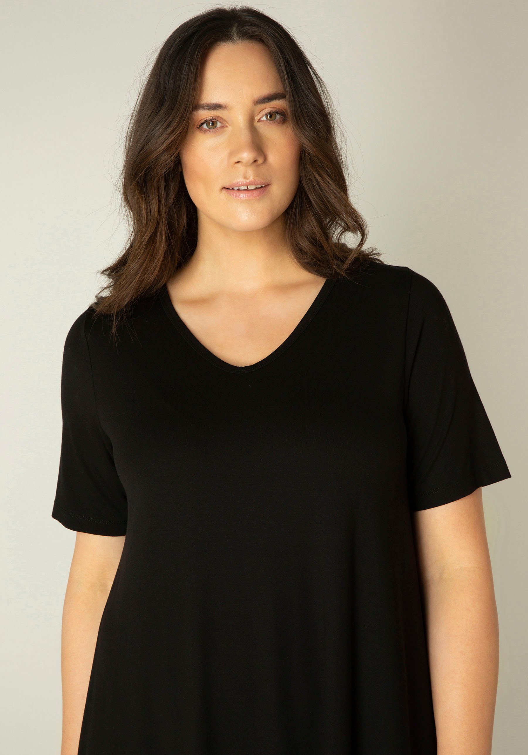 Shirtkleid Abernathy In Curvy Form Base black ausgestellter leicht Level