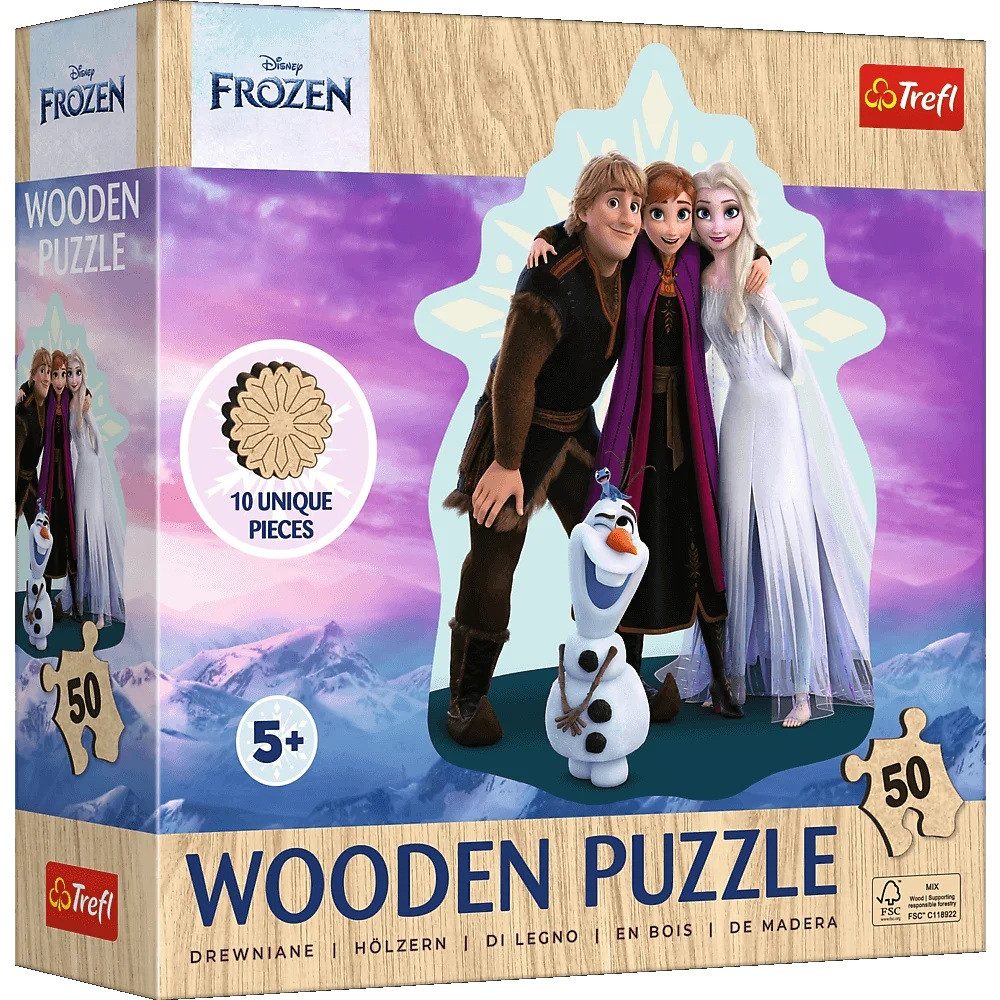 Trefl Puzzle Trefl, Frozen, Lieblingscharaktere, 50 Teile Holzpuzzle, 50 Puzzleteile