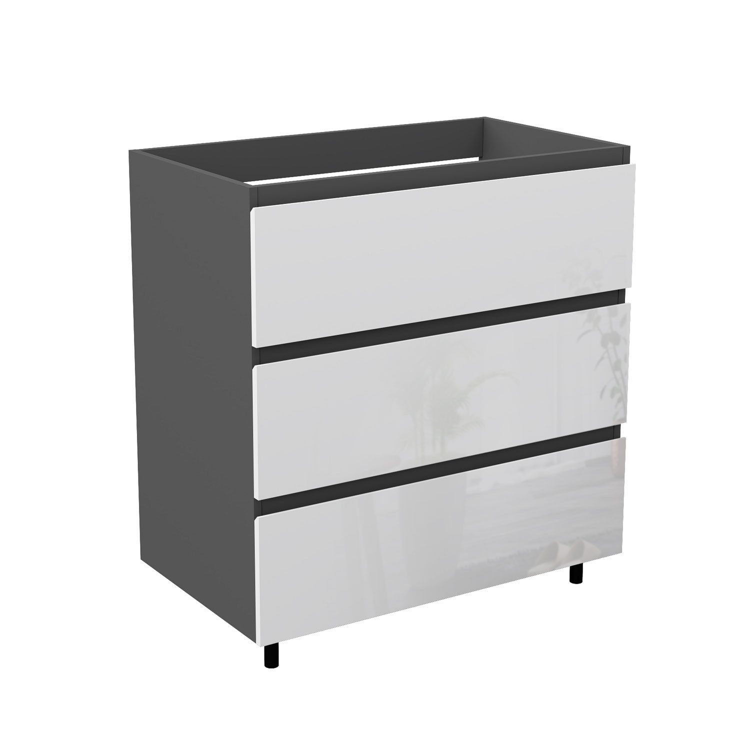 duschspa Waschtisch Hängeschrank mit drei Schubladen Unterschrank Badschrank, mit Schrankfüße, 80 / 100cm breit