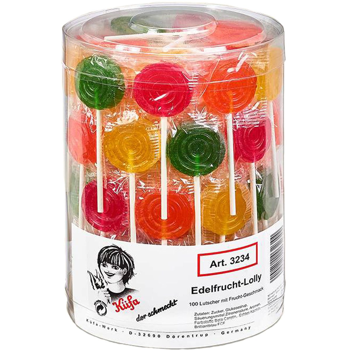 KUEFA Süßigkeit, Küfa Edelfrucht Lolly Lutscher mit Fruchtgeschmack 100 Stück 1600g