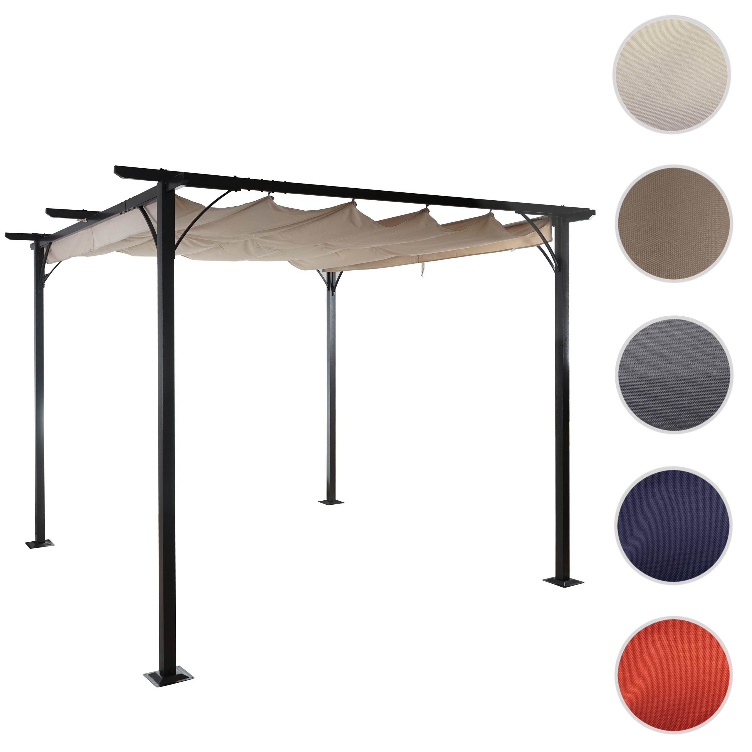 MCW Pergola MCW-C42-3,5x3,5, BxTxH: 350x350x232 cm, mit Schiebedach, Wasserablaufösen, Schiebedach stufenlos regulierbar
