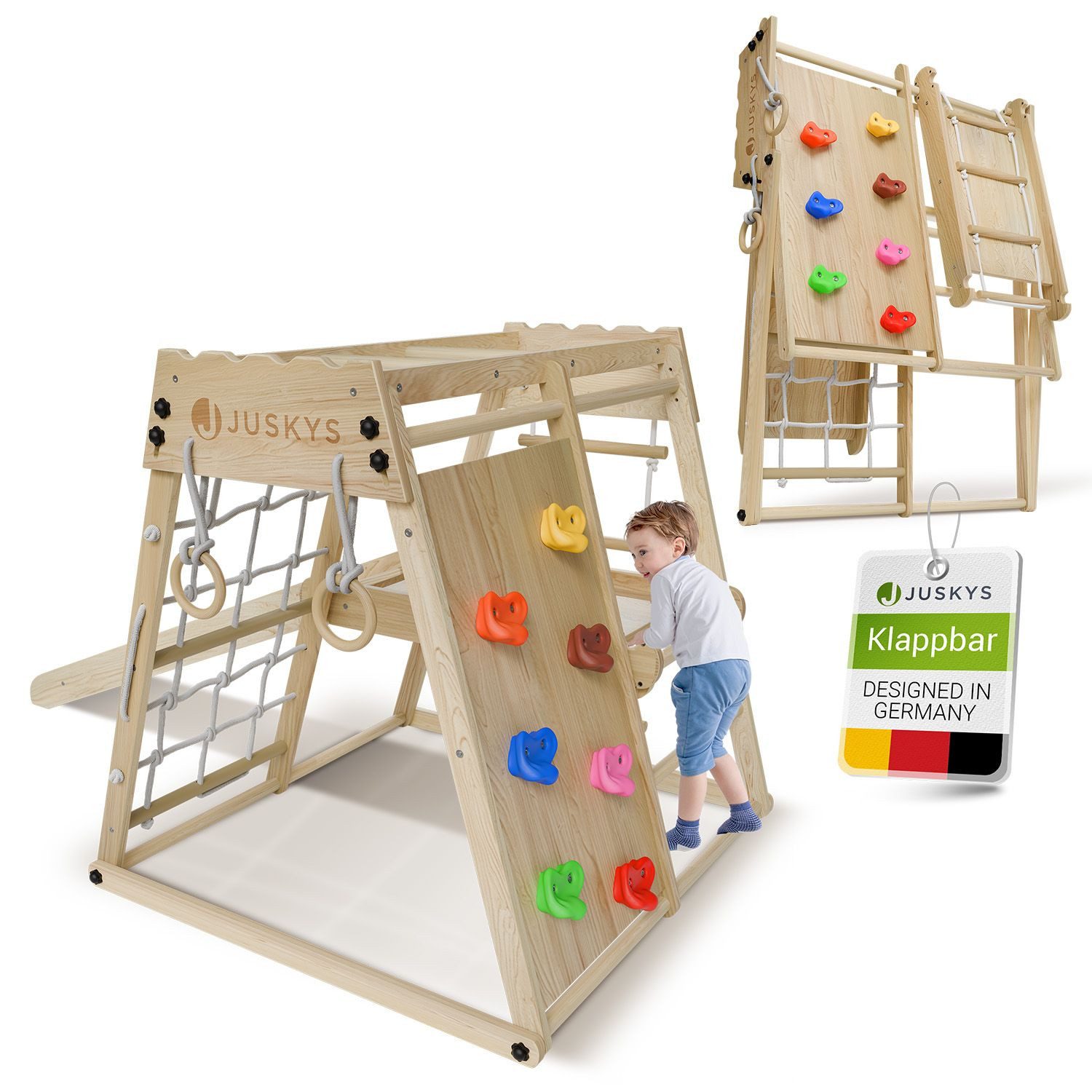 Juskys Klettergerüst Mini, für Kinder, Holz, Indoor Spielplatz klappbar, Ru günstig online kaufen