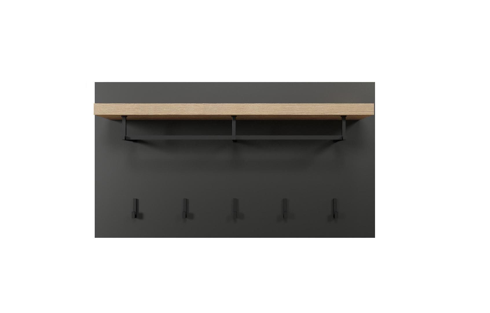 ebuy24 Garderobenhalter Synnax Wandgarderobe 1 Ablage, Kleiderstange, 5 Kl