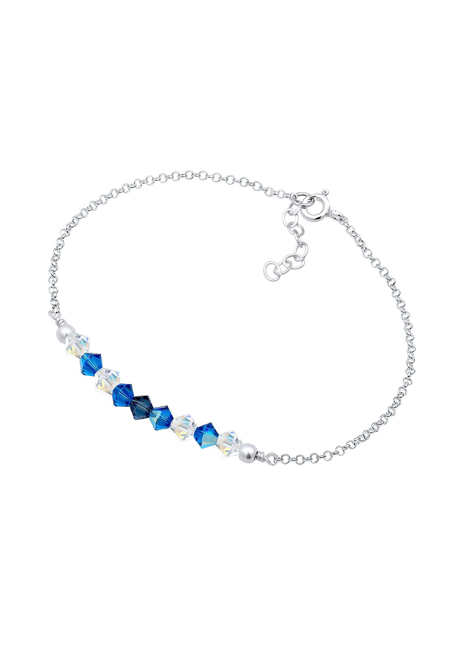 Elli Armband Blau Rosa Beads Kristalle Kinder 925 Silber