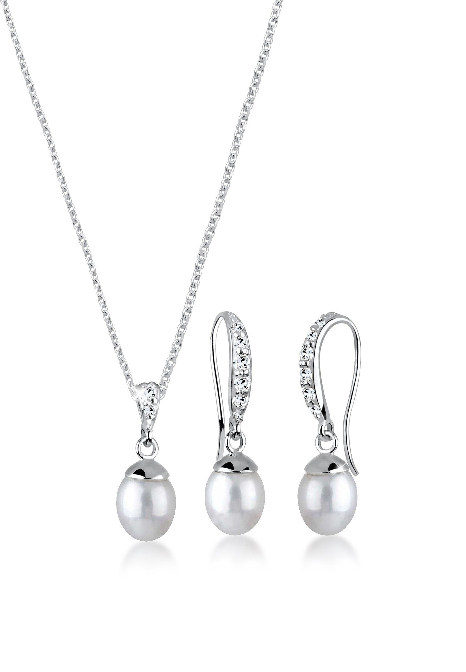 Schmuckset Elegant Perle Kristalle 925 Silber
