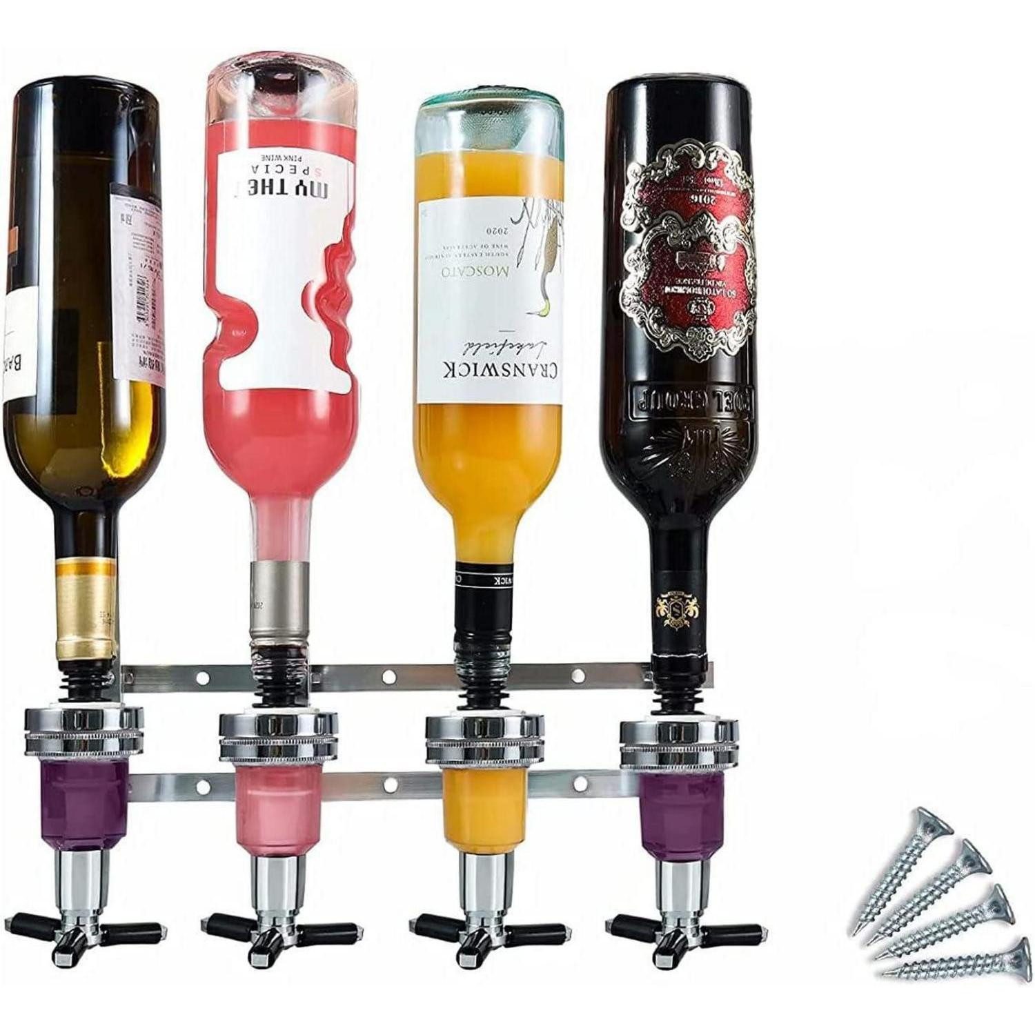 LuxusKollektion Bar-Butler Wand Schnapsspender 4 Fach Bar Butler Spirituosen Dosierer Bar Zubehör