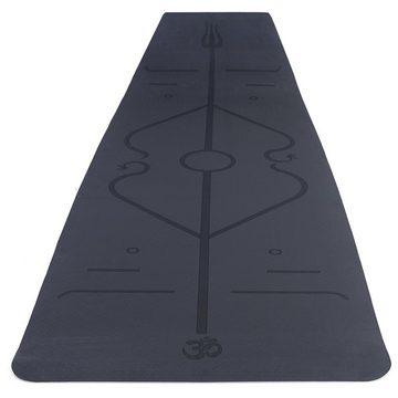 RAMROXX Yogamatte TPE Yoga Matte mit Yoga Symbolen Gymnastikmatte Schwarz 182x61cm 7mm