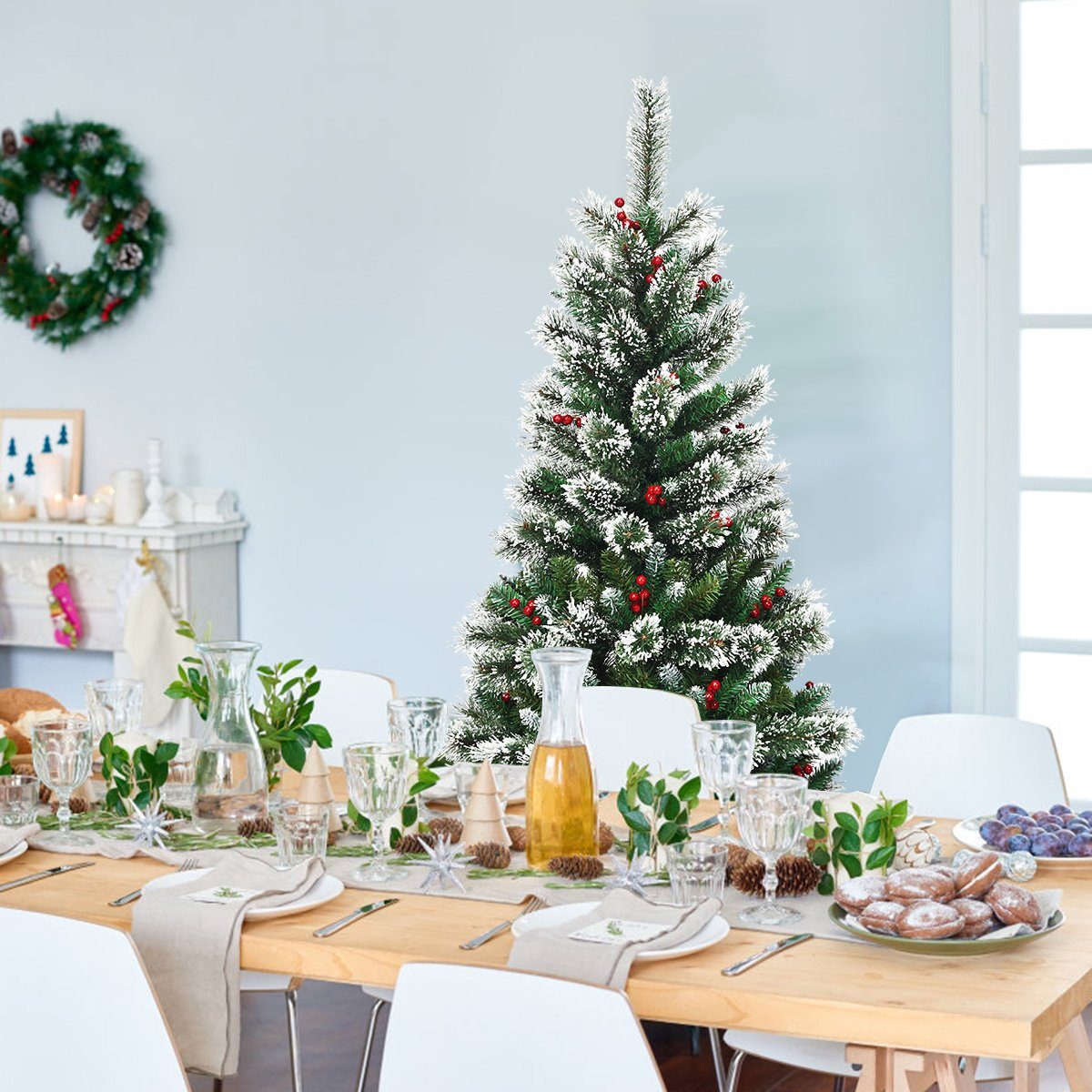 COSTWAY Künstlicher Weihnachtsbaum, 339 schneebedeckte Zweige aus PVC