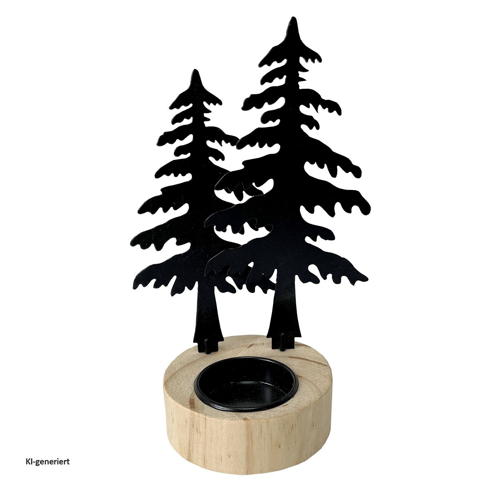 HTI-Living Teelichthalter Teelichthalter Wald Schwarz (Stück, 1 St., 1 Teelichthalter), Kerzenhalter Kerzenständer