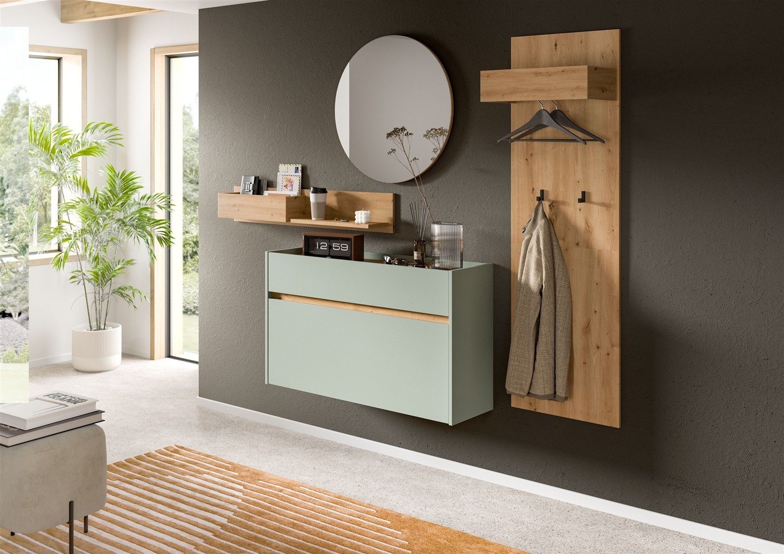freiraum Garderoben-Set Drive, in Salbei - 197x205x32cm (BxHxT)