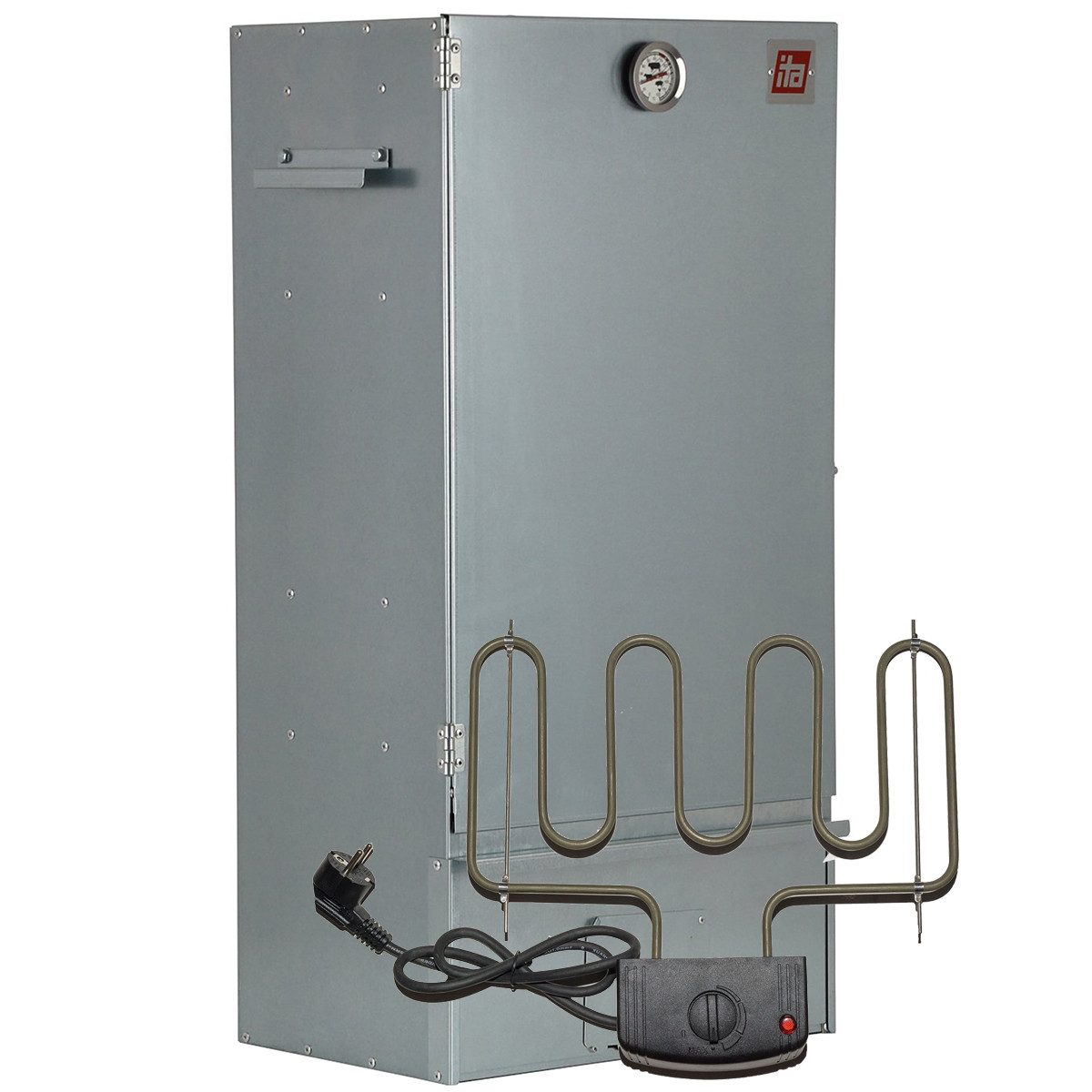 ITA Räucherofen Räucherofen 7005 - Premium Räucherschrank aus Edelstahl 81 cm, 1-St., Räucherofen mit elektrischer Heizspirale, stufenlos regulierbar