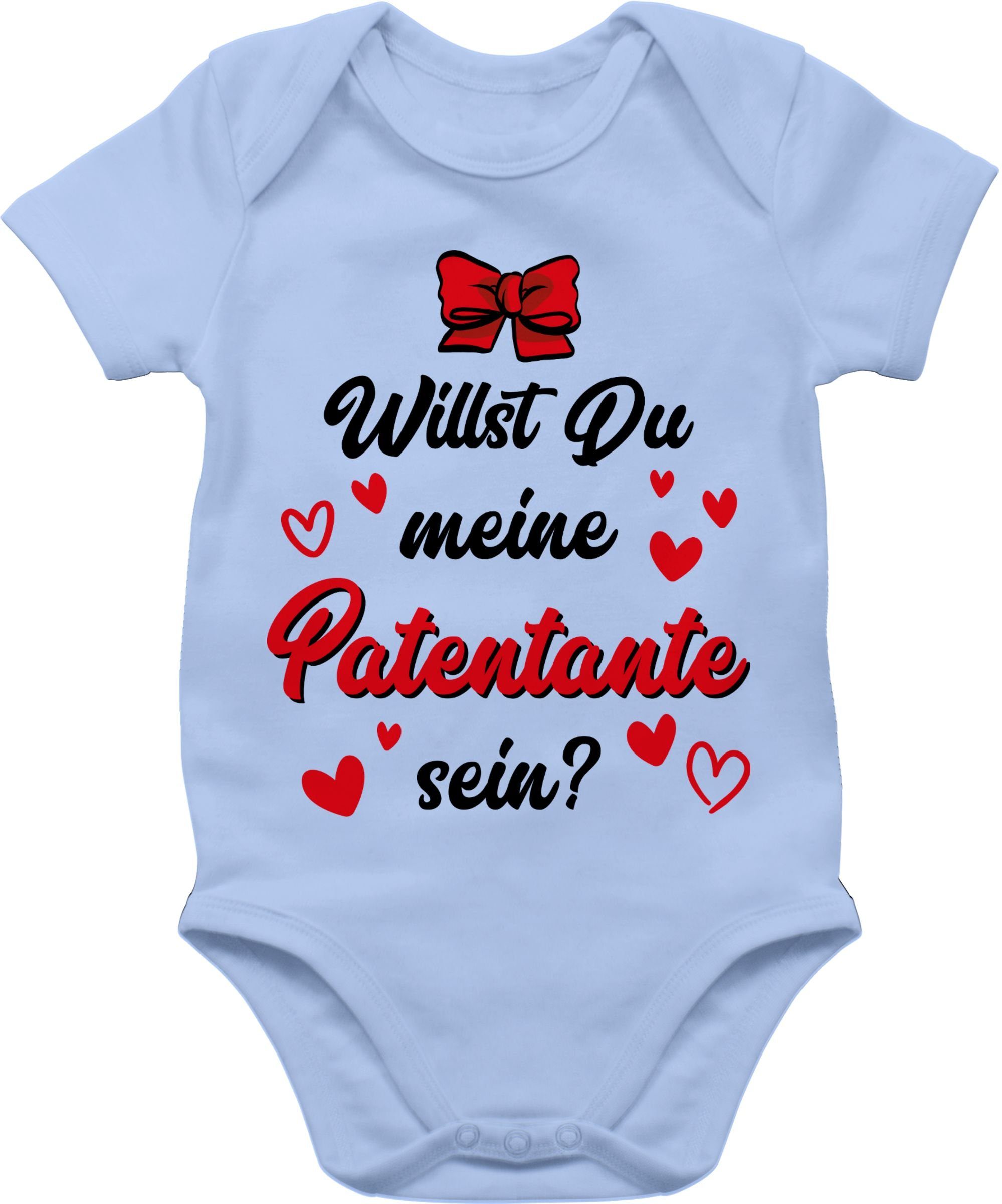 Shirtracer Shirtbody Willst du meine 3 rot Patentante sein Babyblau Baby schwarz Patentante