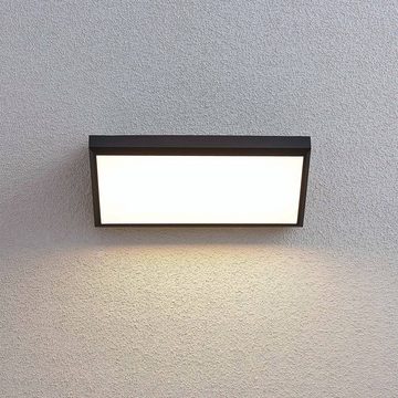 Lindby LED Außen-Deckenleuchte Abby, LED-Leuchtmittel fest verbaut, warmweiß, Modern, Polycarbonat, ABS, dunkelgrau (RAL 7024), weiß, 1 flammig
