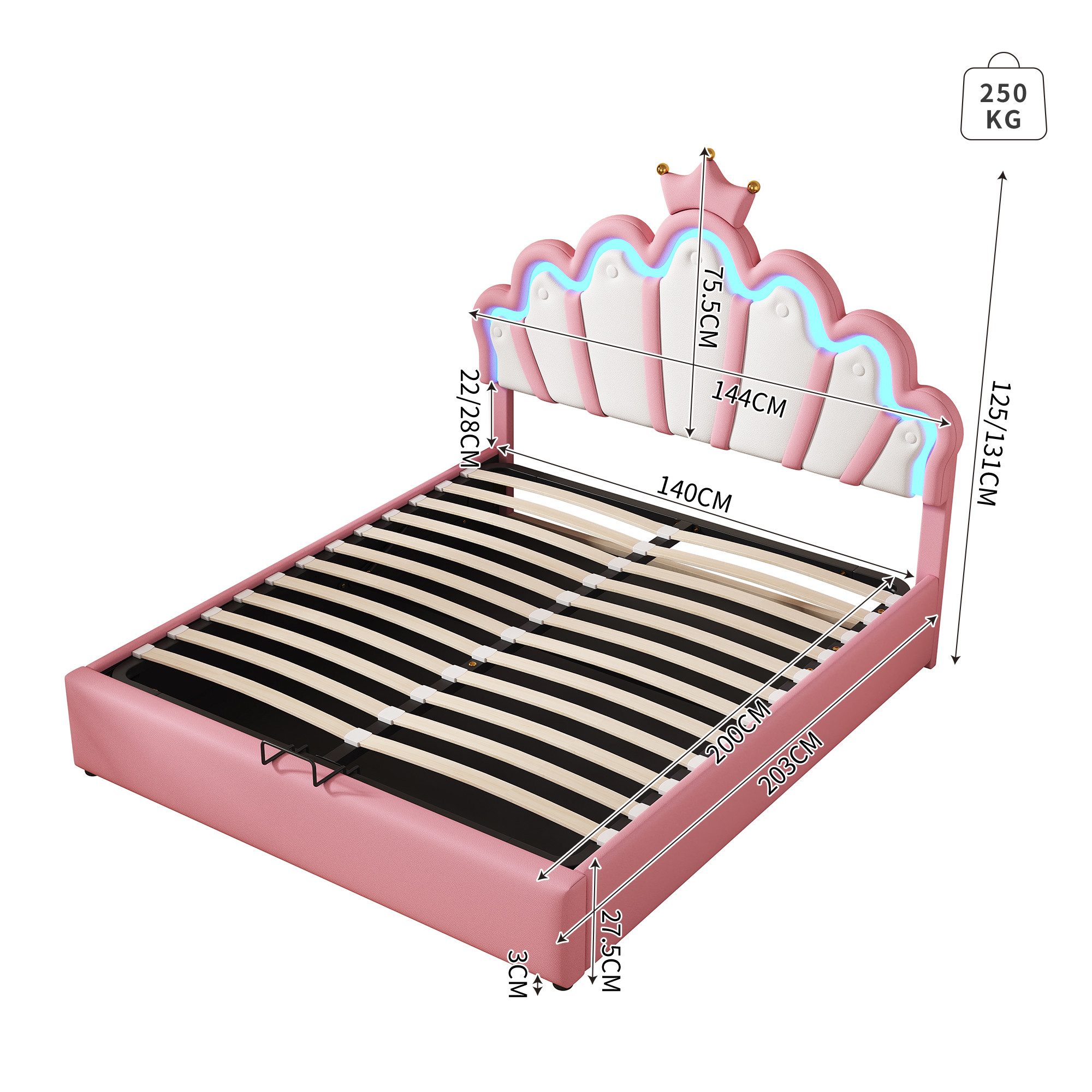 TavilaEcon Prinzessinbett kronenförmiges Prinzessinnenbett Funktionsbett Fl günstig online kaufen