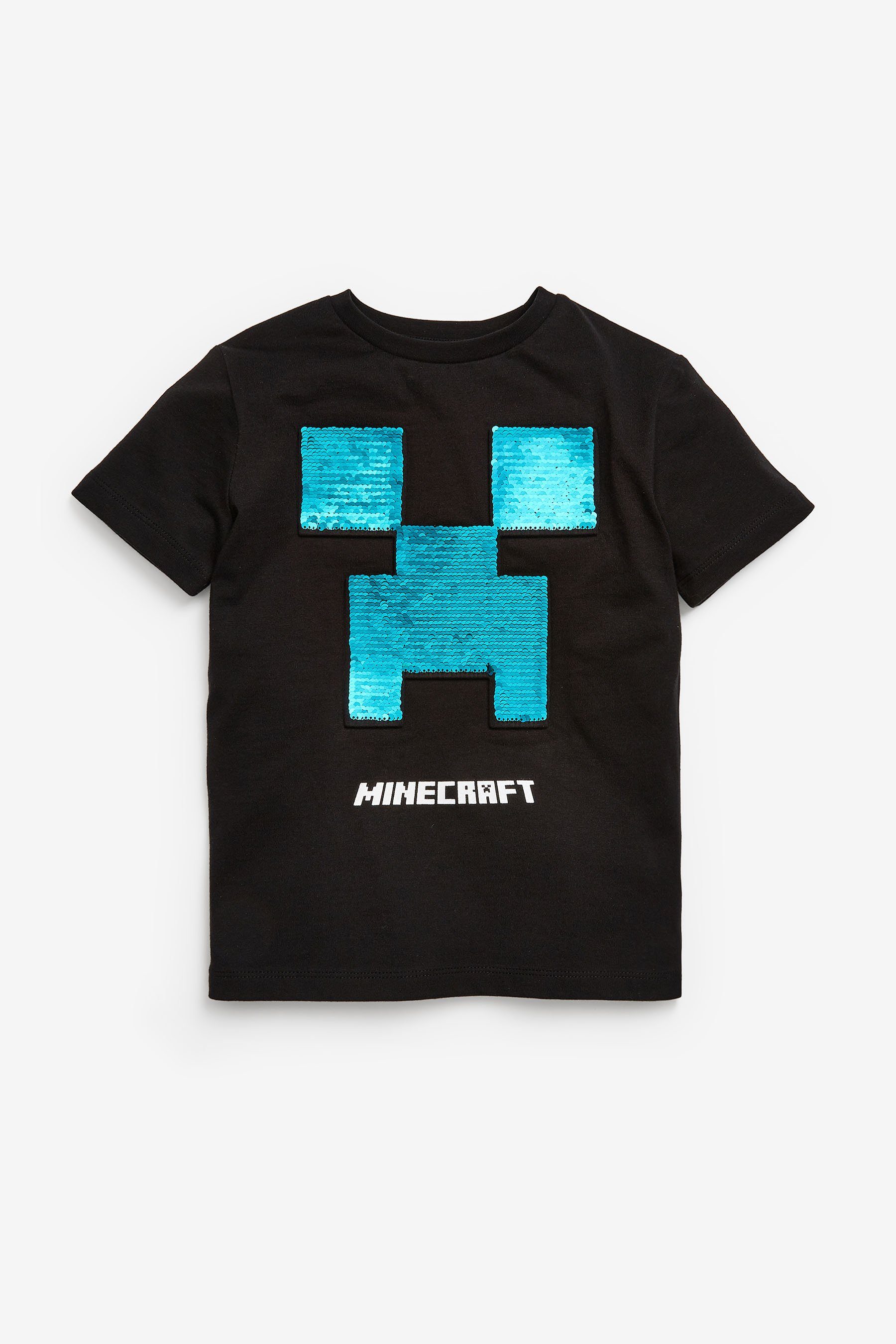 Minecraft mit T-Shirt Black (1-tlg) Next T-Shirt Minecraft von Pailletten